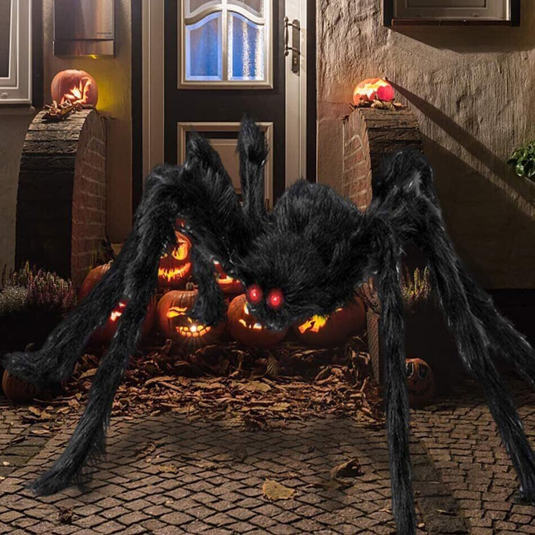 75cm Halloween Giant Spider Decorations Black Scary Fake Big Spider Haunted House Props for Halloween Outdoor Indoor Decoration