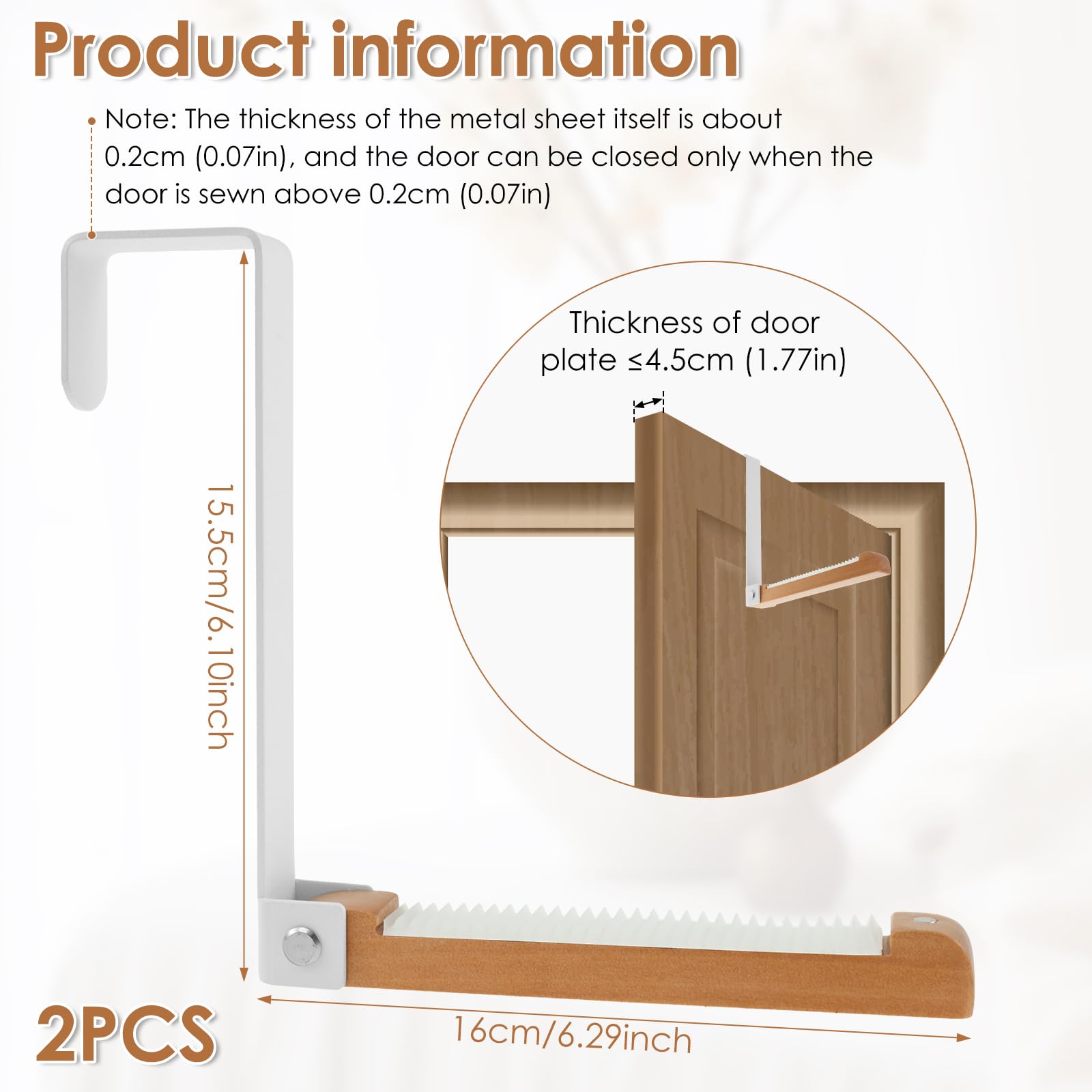 Caffney 2Pcs Foldable Over Door Hooks Space Saving Over Door Hanger Folding Clothes Drying Rack with Non-Slip Straps White Hanger Hooks for Hanging Clothes Towels Coats Backpacks Hats - Image 2