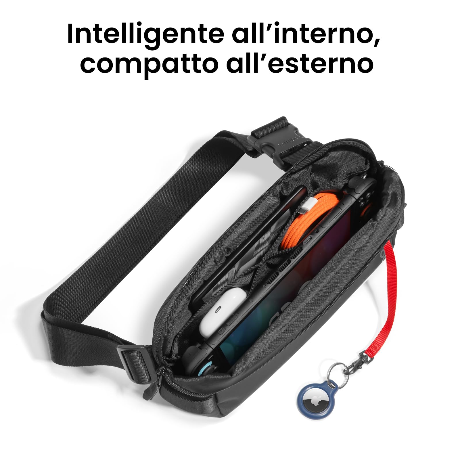 tomtoc EDC Sling Bag, Multifunzione Crossbody Borsa a Spalla Uomo Antifurto Impermeabile, Borsa a Tracolla Leggera per il Lavoro Trasporto Quotidiano, Viaggi, per iPad mini 7, 2025 Nuovi Switch 2