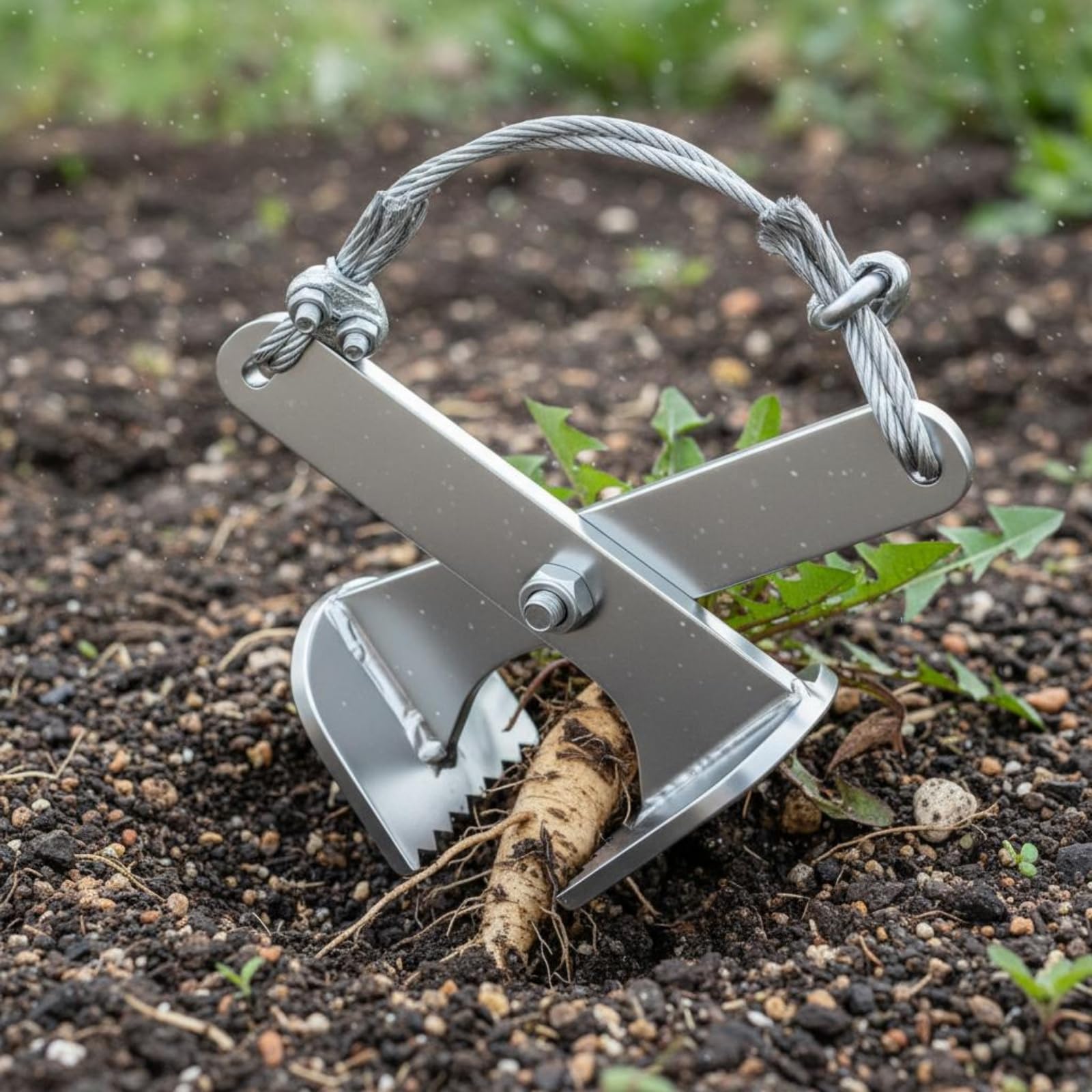 Extracteur à Mâchoires Crantées Alliage Métallique, Arrache-Herbes à Pince Effort Réduit, Arrache-Herbes à Levier pour Verger, Outil d'Arrachage de Mauvaises Herbes, Argent