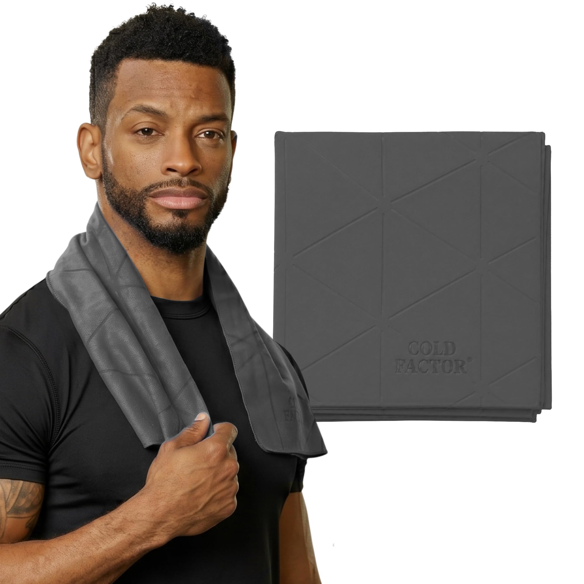 COLD FACTOR Cooling Towels for Sports, Cooling Neck Wraps – Cold Towel for Running, Workout & Outdoor Use, with UPF 50+-Soft, Machine Washable, Reusable Cooling Neck Towel, 13"x29.5" - 1 Pack (Gray)