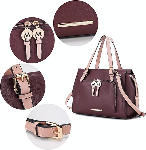 Miniatura 7 de MKF Collection Bolsos de fin de semana para mujer, bolso de cuero sintético holgado para mujer, asa superior