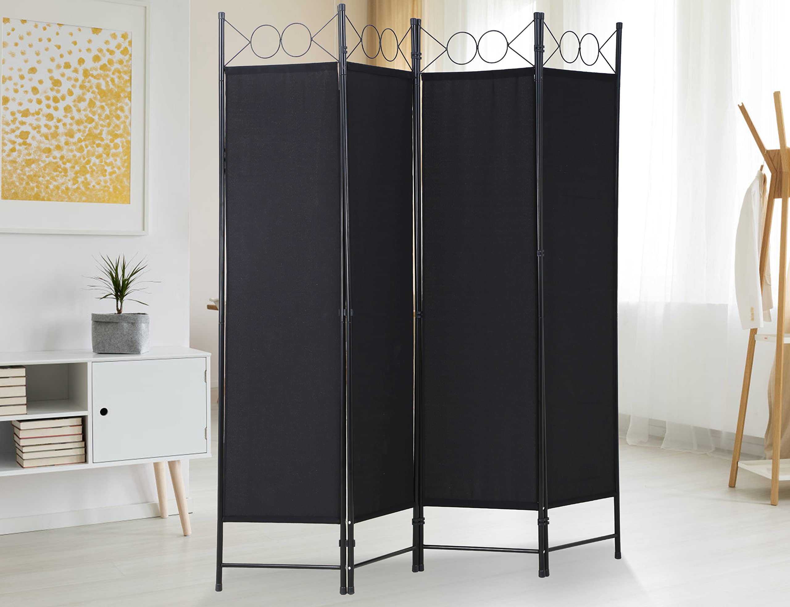 Room Divider Peep-Proof Windproof Room Divider Screen with Collapsible, 4-Panel Portable Partitions and Dividers Freestanding, for Office, Home,