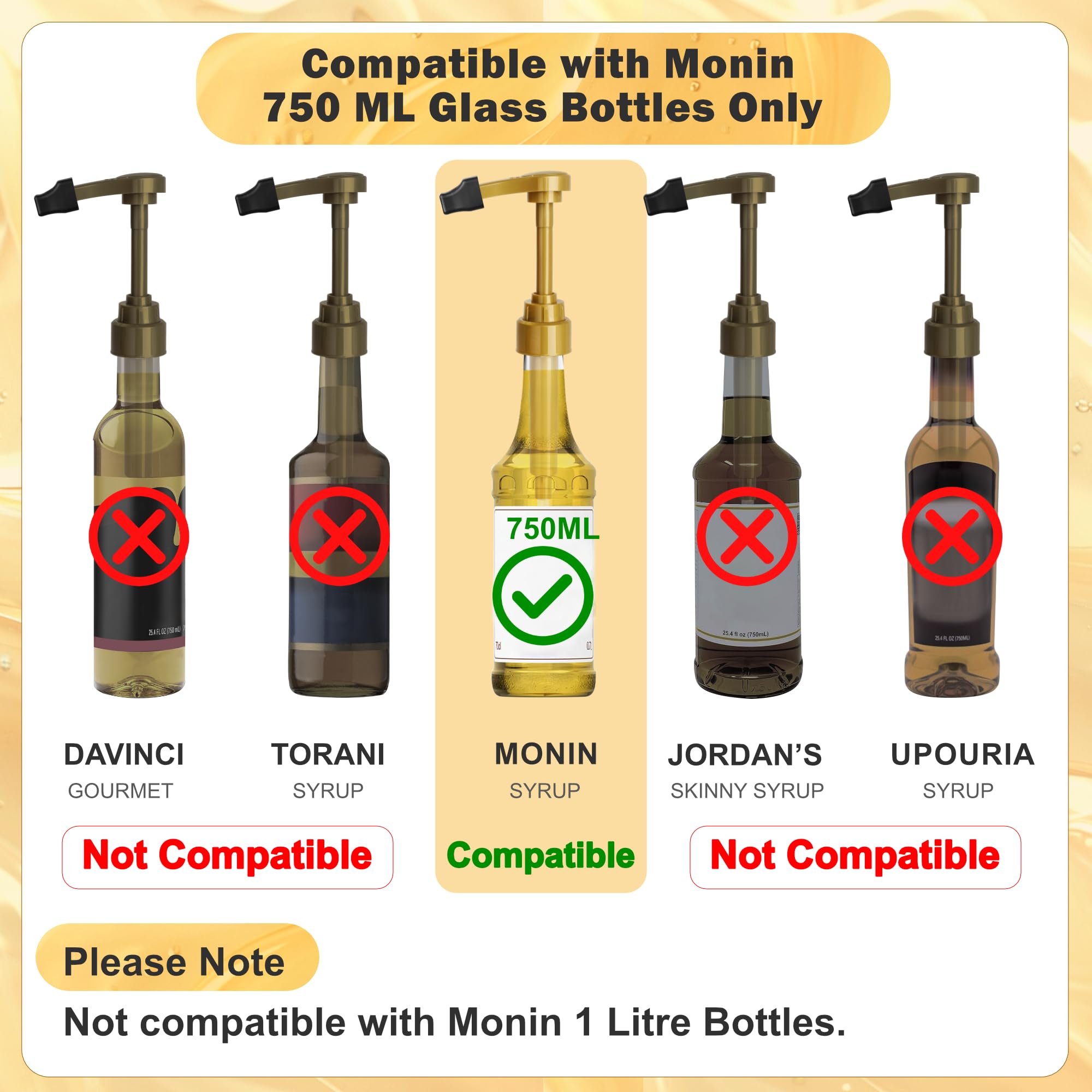 Pompa do syropu kawowego TYLKO do szklanej butelki Monin 750 ml - 3-pak pompek do syropu, kompatybilna z butelkami Monin 750 ml