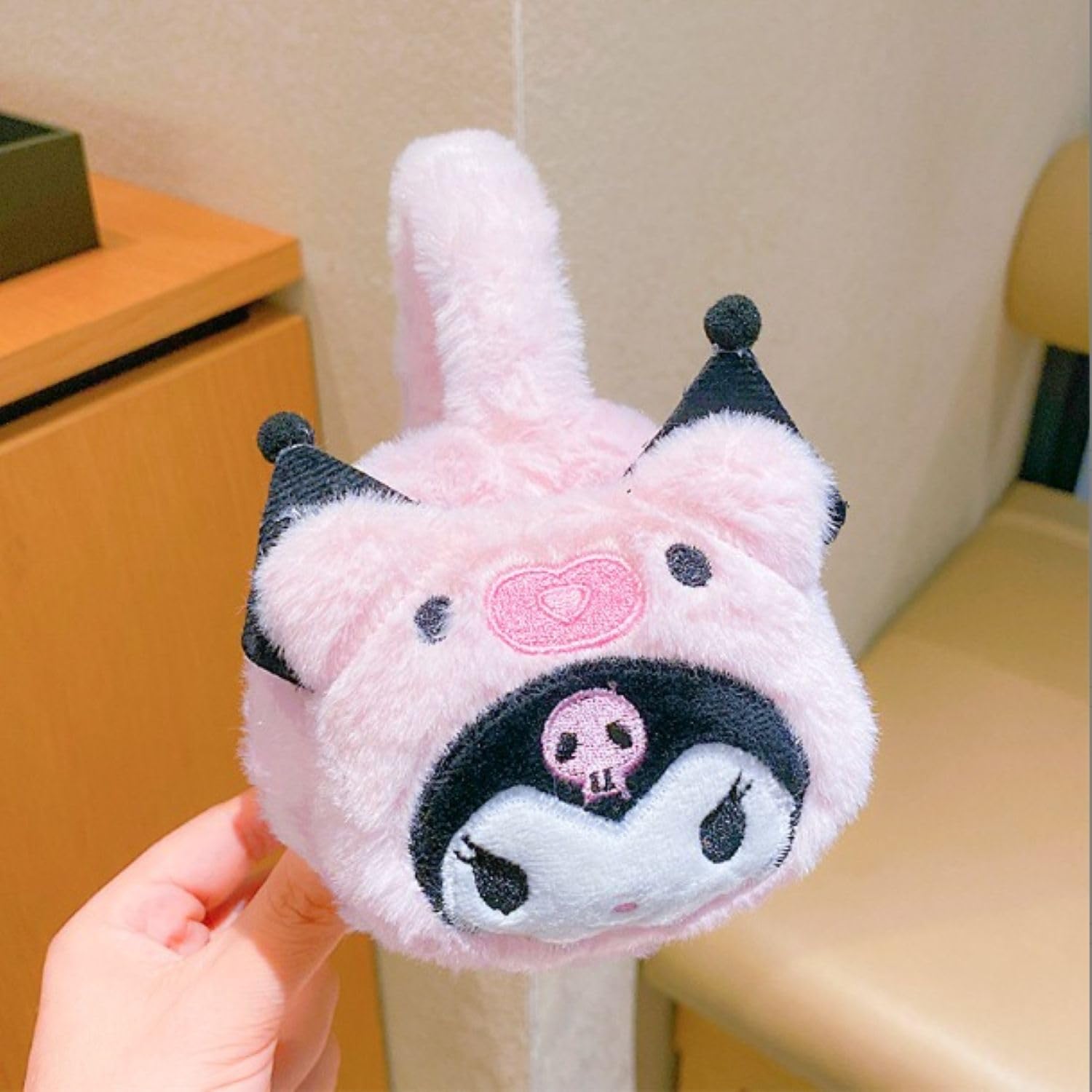 DC DECORIO Cartoon Character Fur Winter Earmuffs for Kids, Girls (Black & Pink) - Image 5 thumbnail