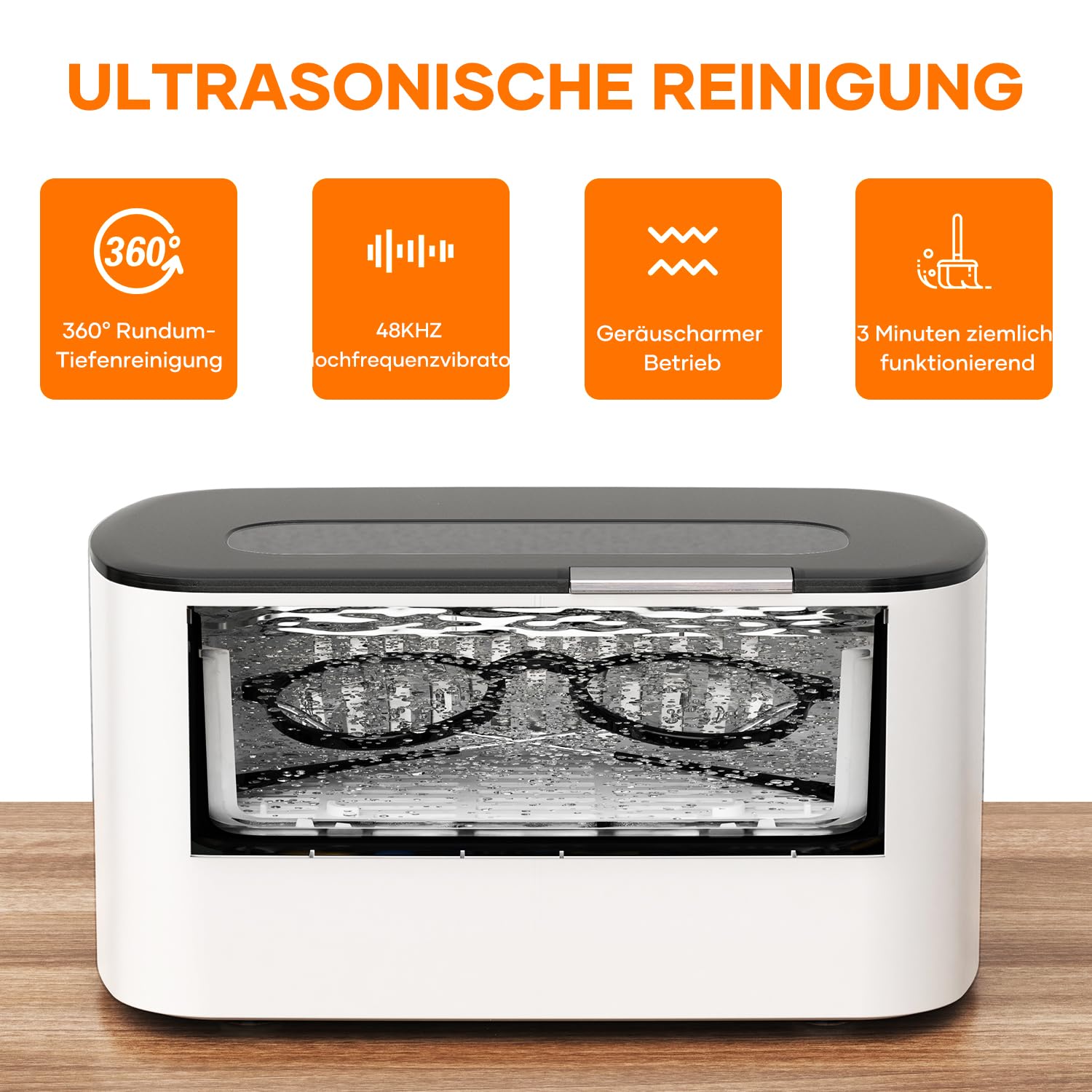 Ultraschallreinigungsgerät Ultraschallreiniger KECOOLKE 600mL brille | Ultraschallgerät Ultrasonic Cleaner mit digitalem Timer für Brillen, Ringe, Münzen, Fingerringe, Geld，zahnprothesen