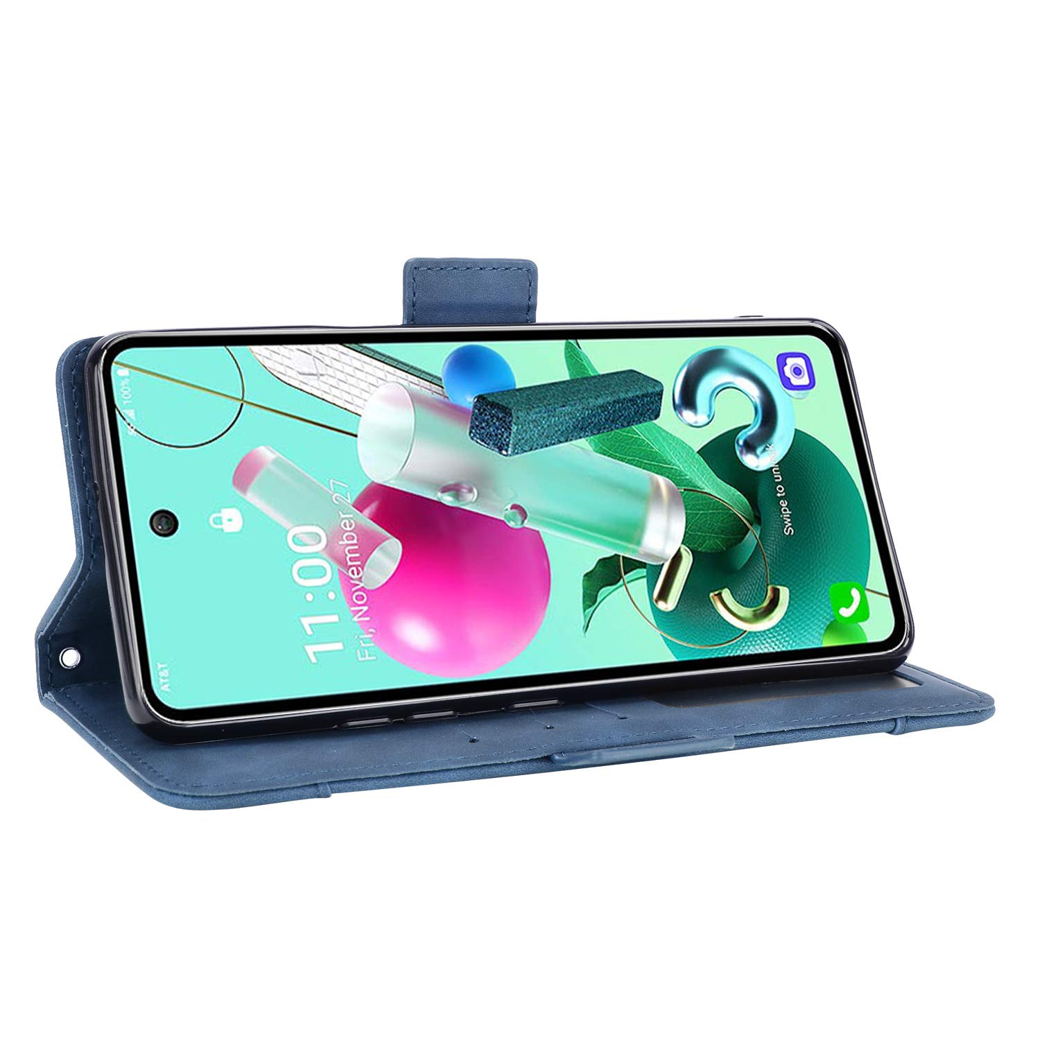 Custodia Portafoglio Per LG K92 5G Con Fibra Di Carbonio, Cinturino E Cavalletto: Cover A Libro Magnetica Con Slot Per Carte