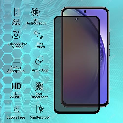 Miniatura 3 de Paquete de 2 protectores de pantalla de privacidad para Samsung Galaxy A54 5G dureza 9H HD negro película de vidrio templado privado antiespía