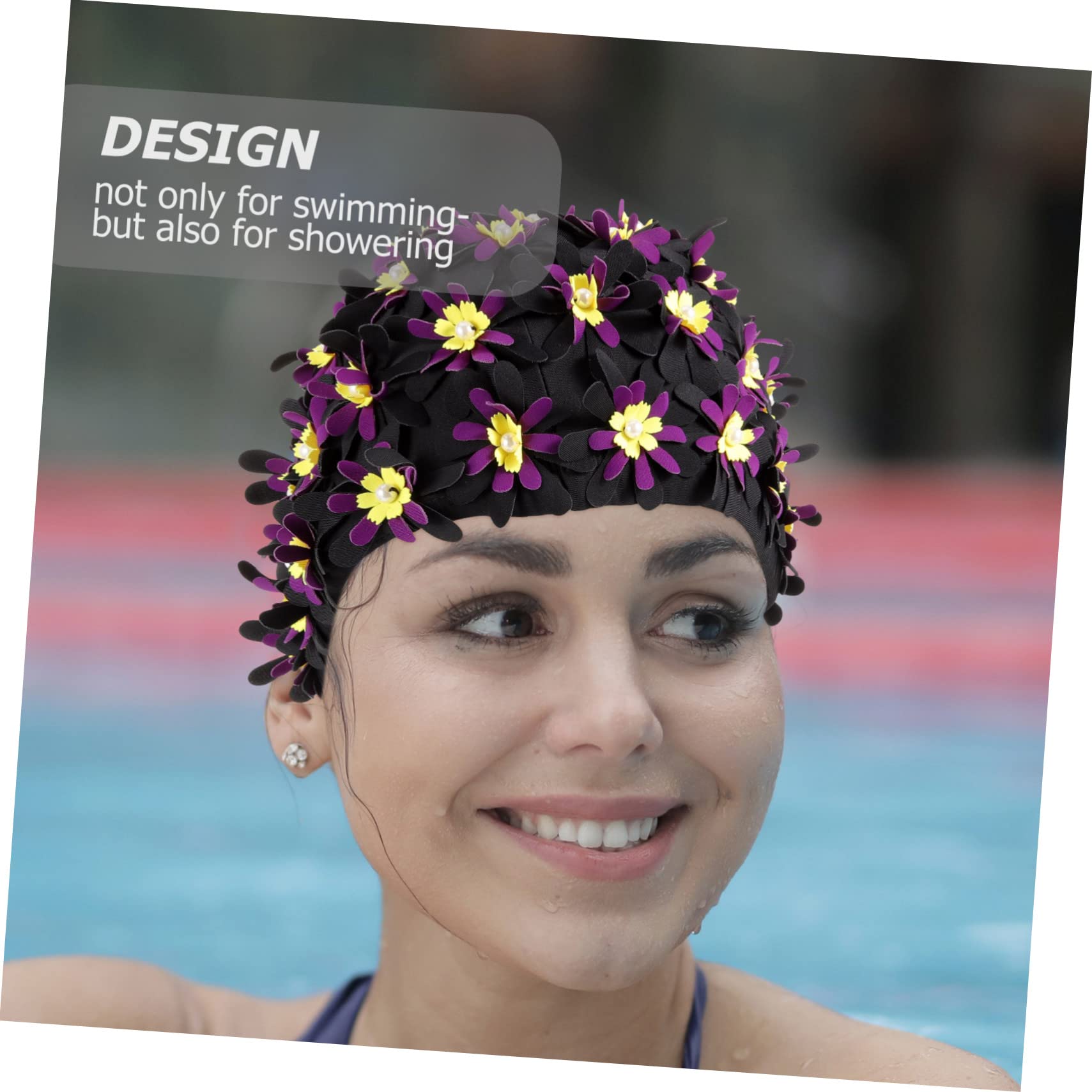 HEMOTON Aumentar el Sombrero de natación de Flores Gorro de baño para Mujeres de Sombrero de baño Gorro de baño de Damas Gorro de baño Floral poliéster