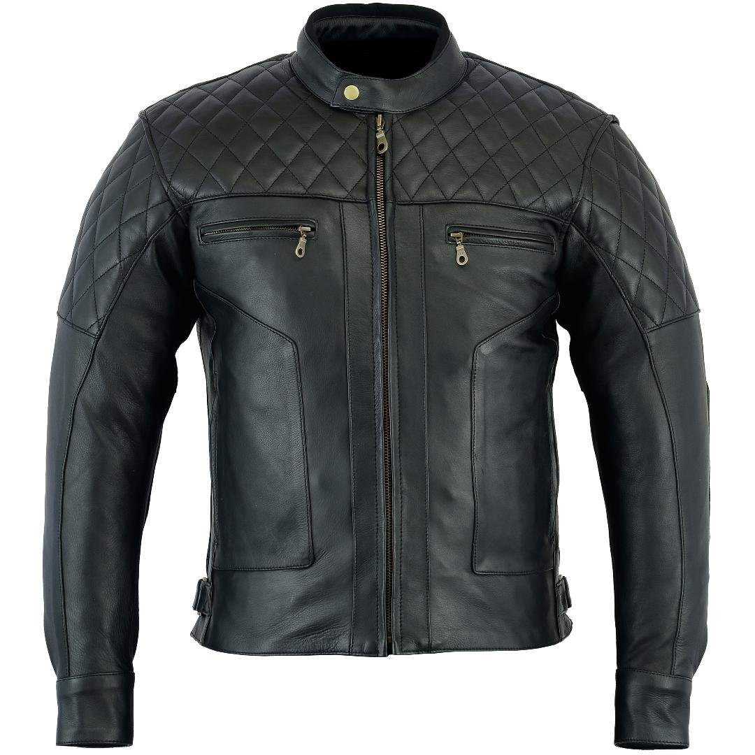 Bikers Gear AustraliaLimited Baron Diamond Premium Quality Soft Analine Leather Motorcycle Jacket CE Removable Armour