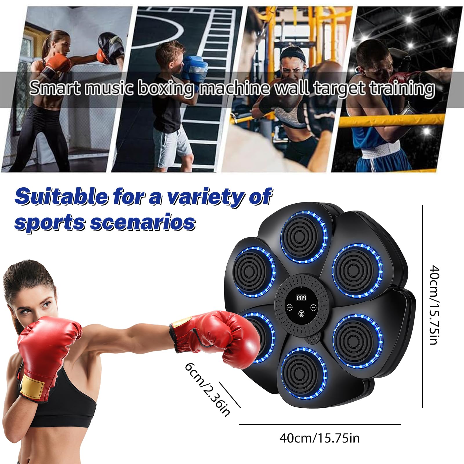 Macchina Da Boxe Musicale, Boxe Elettronica Bluetooth Portatile Da Parete 9 Modalità di Velocità, Boxe Muro Musica, Music Boxing Machine, per Bambini E Adulti Casa E Palestra