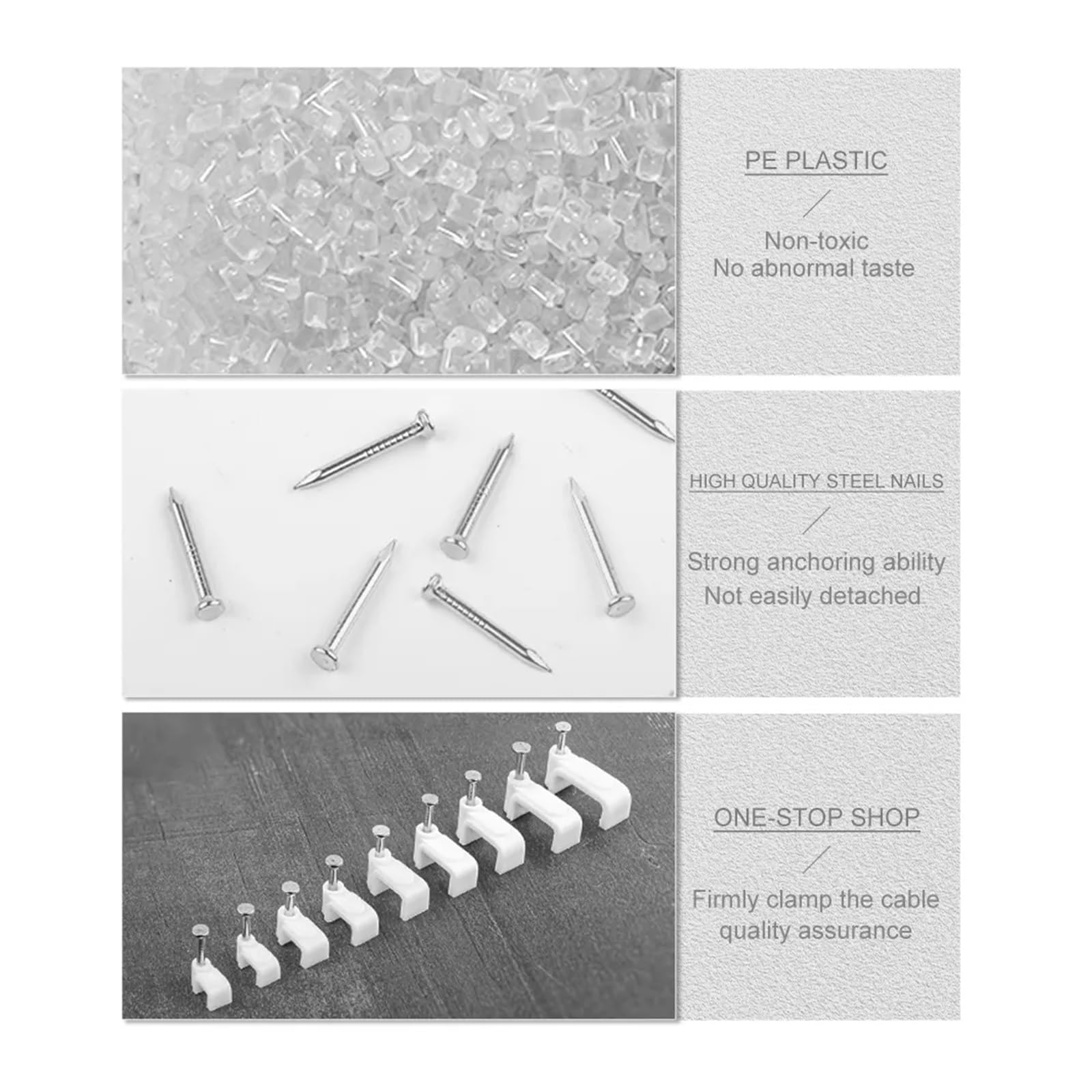 Lot de 100 clips câble ronds for gestion des fils Blanc 4-14 mm(14mm)