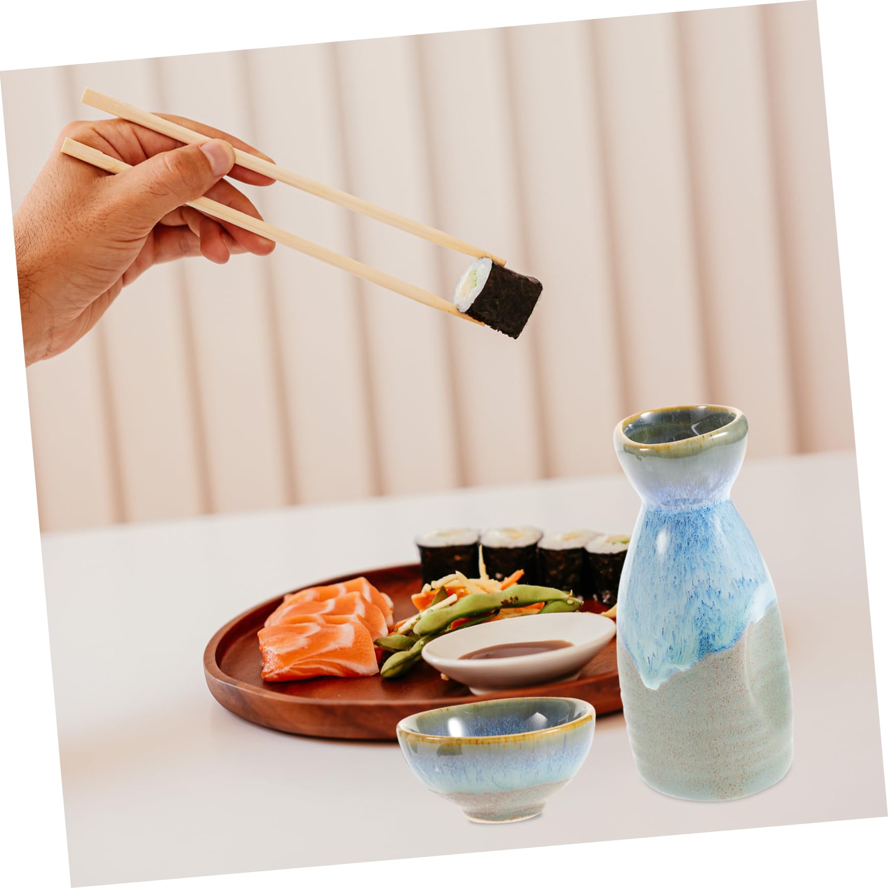 Mikinona 1Set Japanese Style Sake Pot and Cup Sake Bottle Sake Cups Smooth Home Gatherings Unique Design for Sake Lovers