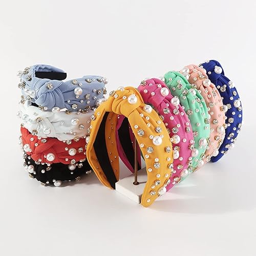 Miniatura 5 de JILIYUPA Diadema de carnaval con diamantes de imitación, turbante anudada en cruz, aro para el pelo, para carnaval, de terciopelo con torsión de