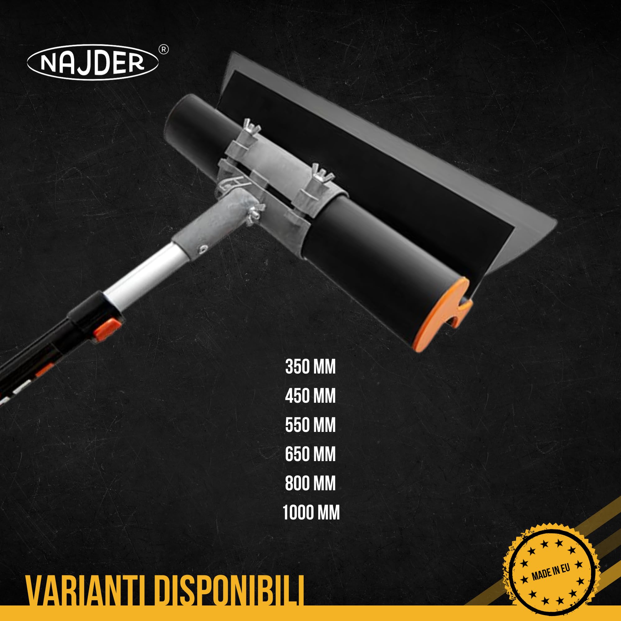 NAJDER Spatola per stucco, coltello per gesso SOLID PROFESSIONAL, spatola per intonaco, acciaio inox 0,3 mm 800 mm, professionale, ideale per intonacare, alta qualità