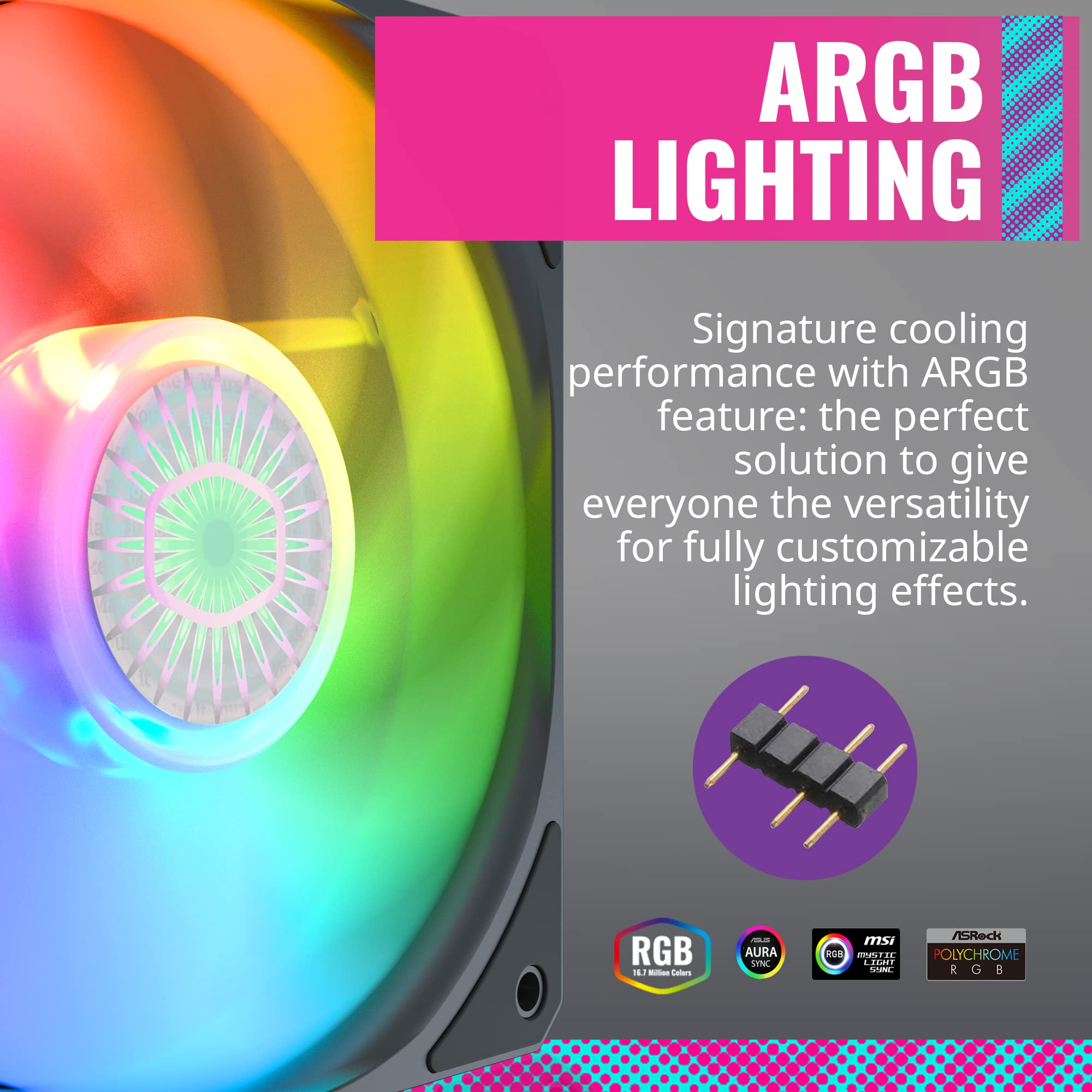 Cooler Master SickleFlow 120 V2 ARGB 3in1 Square Frame Fan, ARGB 3Pin