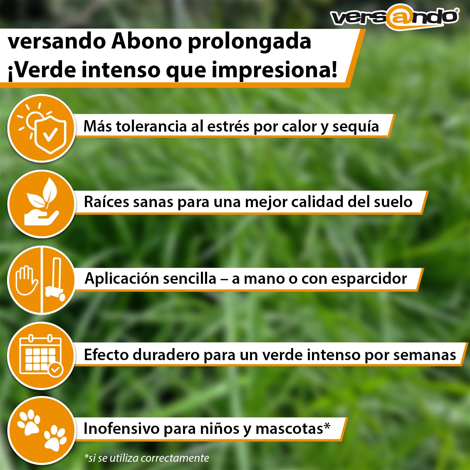 versando 10 kg hasta 500 m² de abono prolongado césped: aporte nutritivo perfecto, efecto prolongado de hasta 12 semanas, ideal para un césped denso y verde