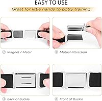 Vista 17 de JASGOOD Cinturón magnético ajustable para niños y niñas, cinturón elástico con hebilla magnética fácil para niñas de regreso a la escuela