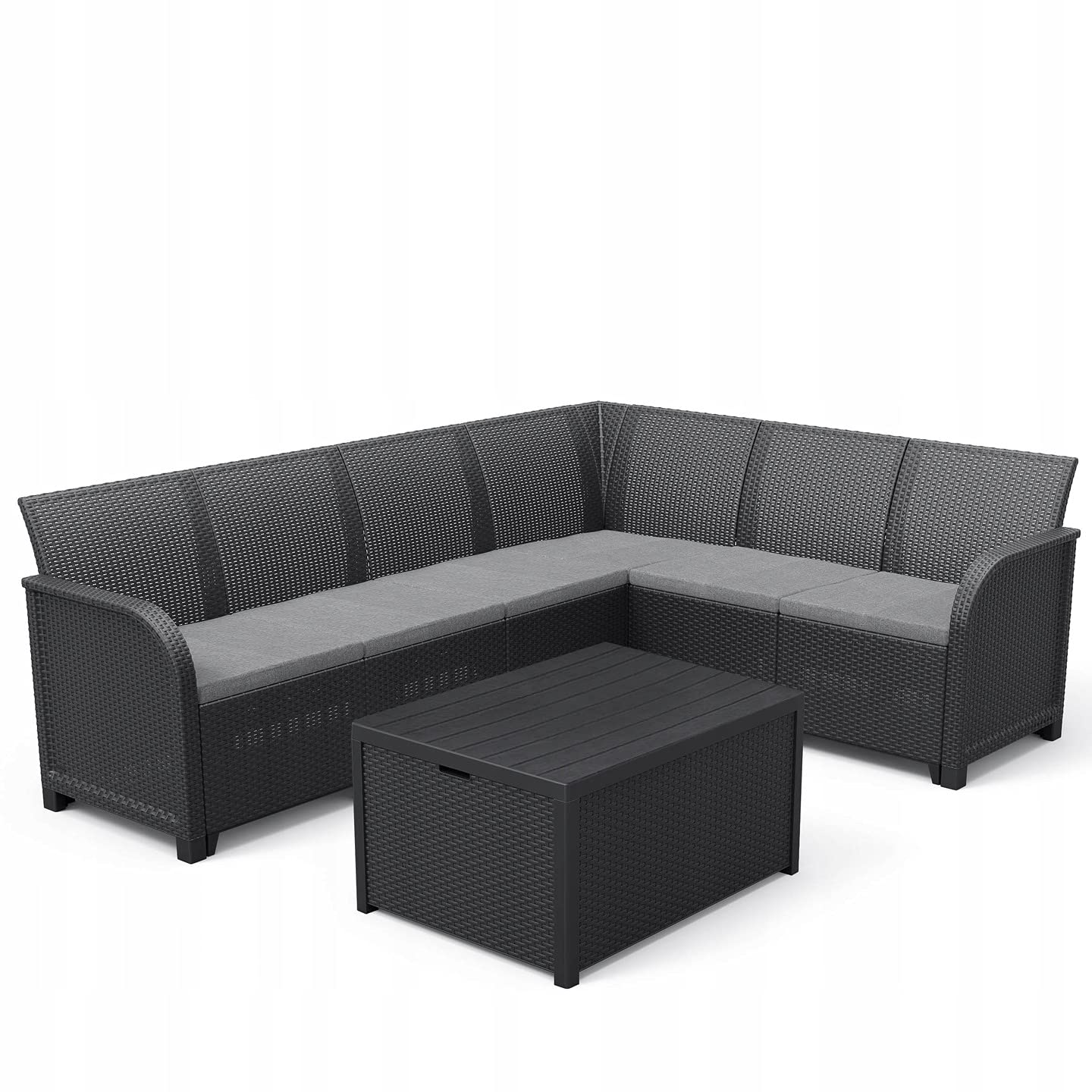 Keter 6 Seater Rosalie Corner Sofa Set with Table Box with Storage
