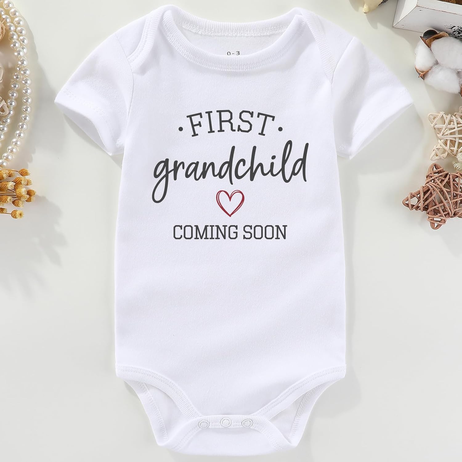 first grandchild coming soon grandparents pregnancy announcement Baby Bodysuits - Image 2