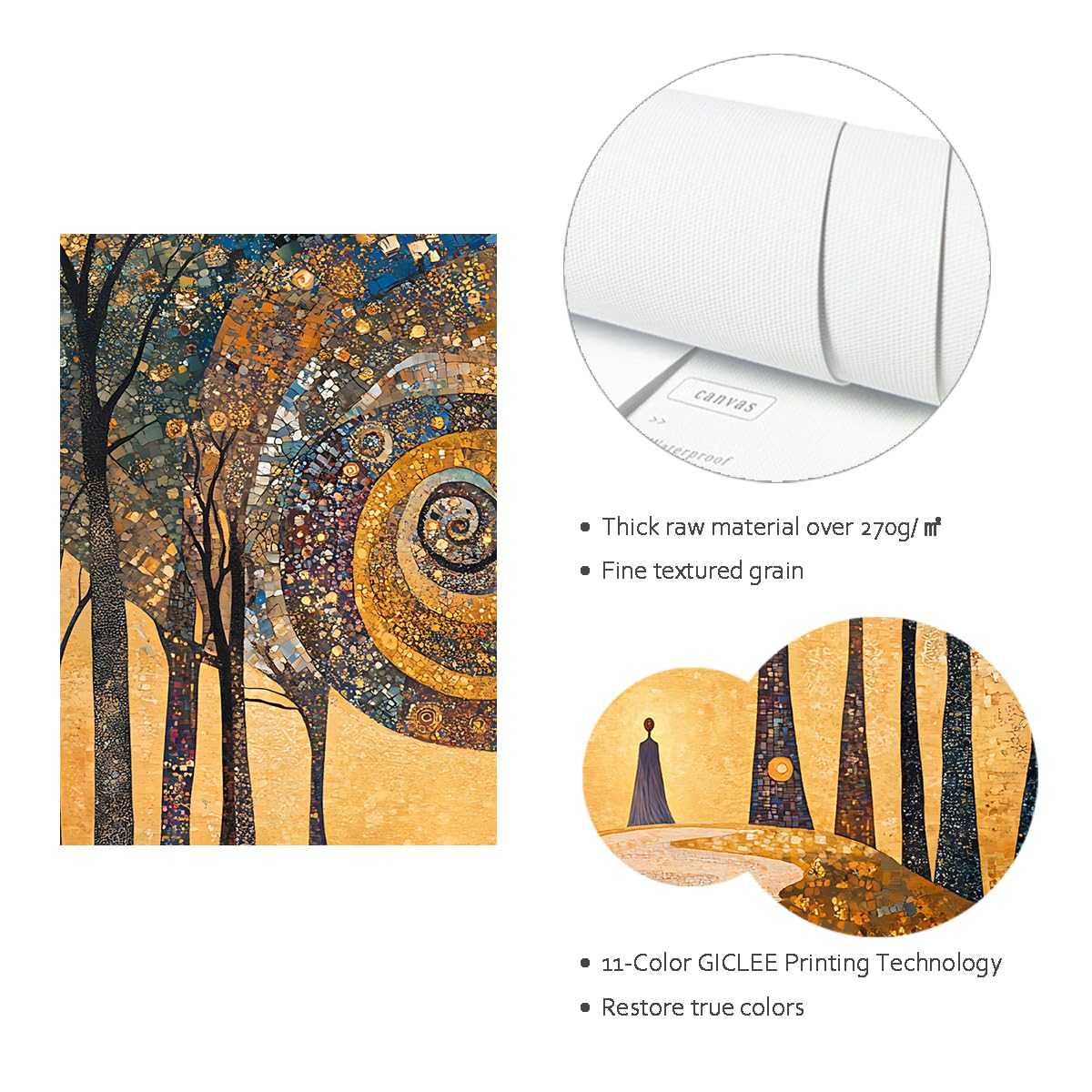 SHENGPOSTER Nowoczesna Art Deco na płótnie Nieoprawiony druk Złoty Wszechświat Las Malarstwo Krajobrazu Abstrakcyjne Whirlpool Kosmos Zdjęcia Grafika Plakat do biura 70x90cm
