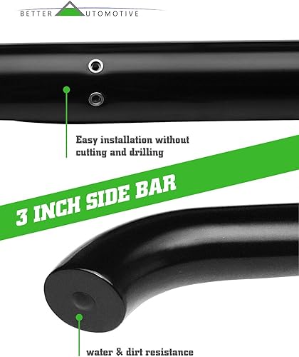 Miniatura 5 de Rieles laterales compatibles con Nissan Frontier King Cab 2005-2024  Suzuki Equator 2005-2012 Extra Cab 3 pulgadas, barras laterales negras NERF,