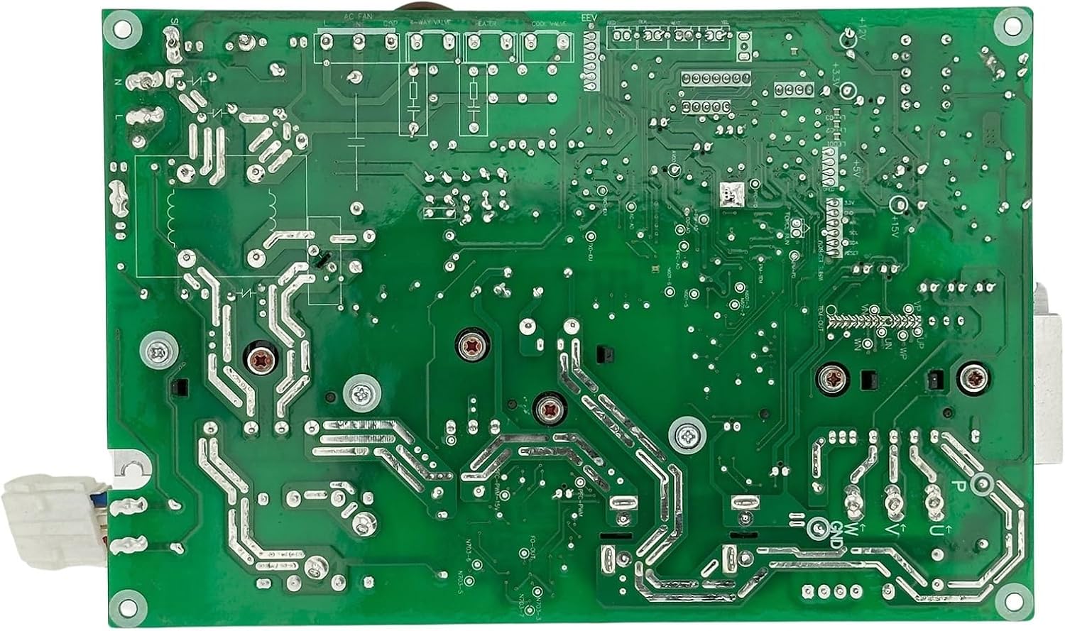 Bottom view of the WCXNFXDQ PCB05-510-V04 Inverter Drive Control Board, showing solder points and circuit traces.