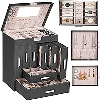 Vista 1 de ANWBROAD Jewelry Box Jewelry Organizer Box Large Jewlrey Boxes Gift for Women Jewelry Holder with Drawer for Necklace Earring Ring Bracelet Watches