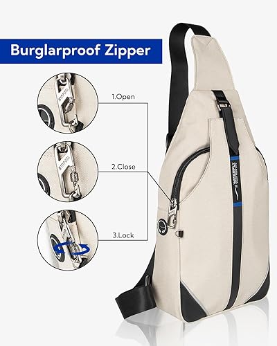 Miniatura 3 de WATERFLY - Mochila cruzada tipo bandolera mediana, antirrobo, para viajes, bolsa de pecho y hombro