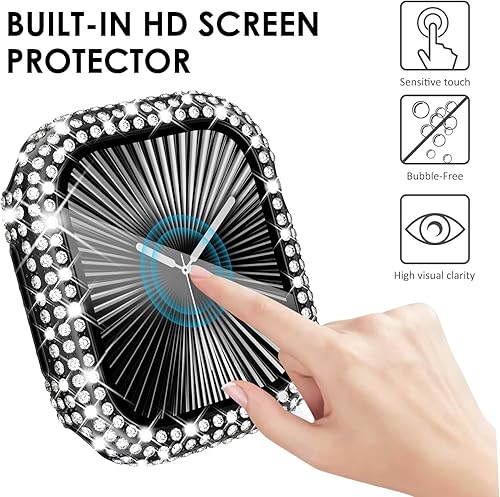 Miniatura 6 de KADES Paquete de 3 carcasas brillantes compatibles con Apple Watch de 1.575 pulgadas, diseño de diamante completo con protector de pantalla