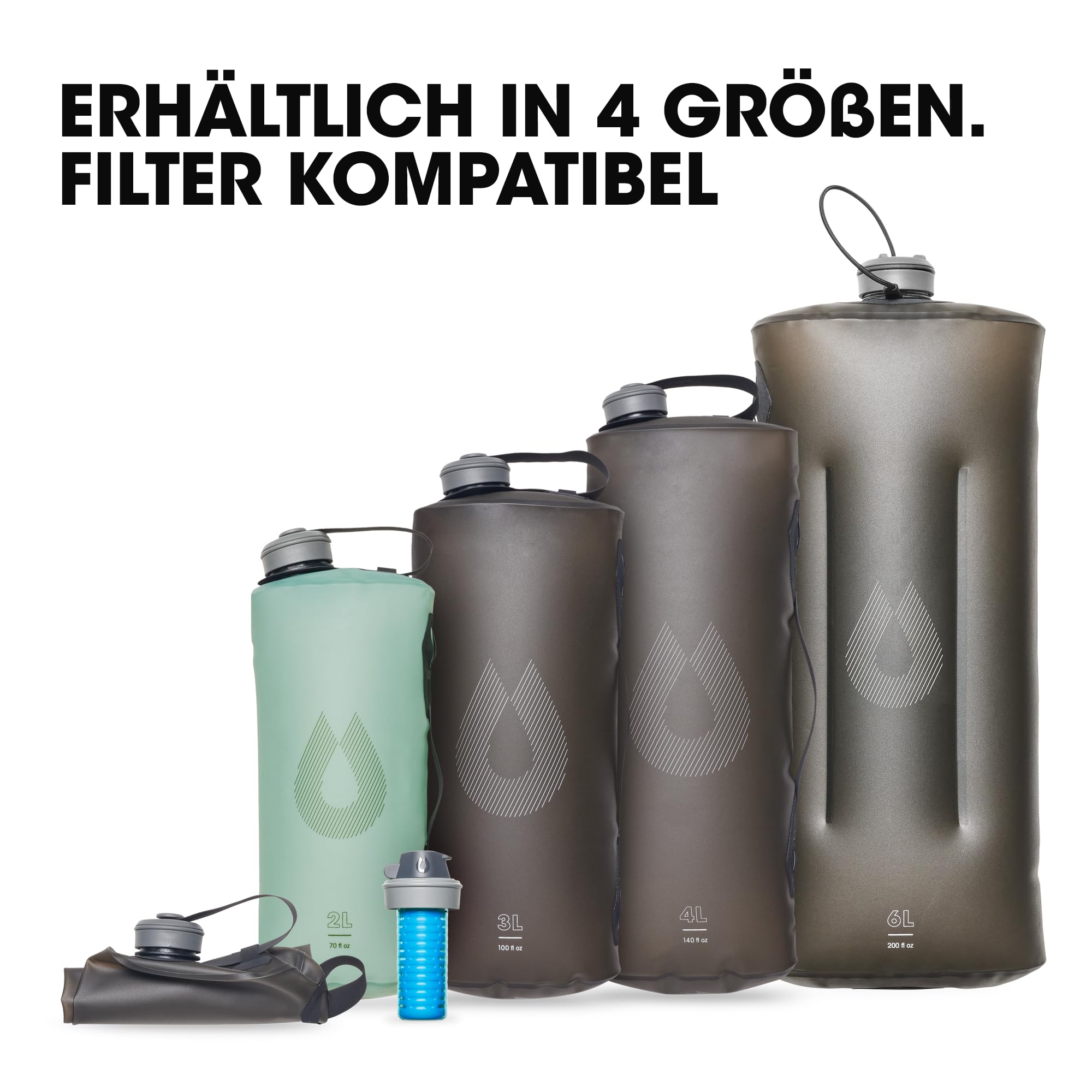 HydraPak Seeker (6L) Faltbarer Wasserspeicher, BPA- und PVC-frei, Camping-Trinkbehälter, 6 l