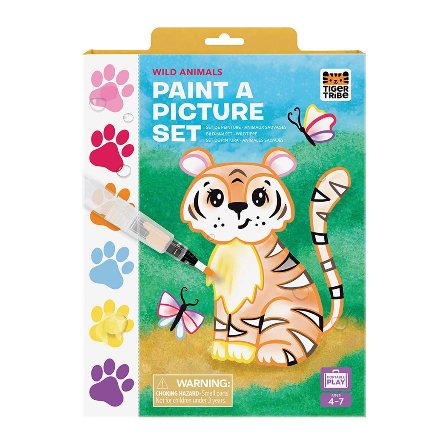 Tiger Tribe Paint A Picture Set (Wild Animals) - Mess Free Kids Water Painting Activity, 6 Paints On Every Page, 1 Magic Brush & Sponge, Fun Art Gifts for Children, Age 4 Years +
