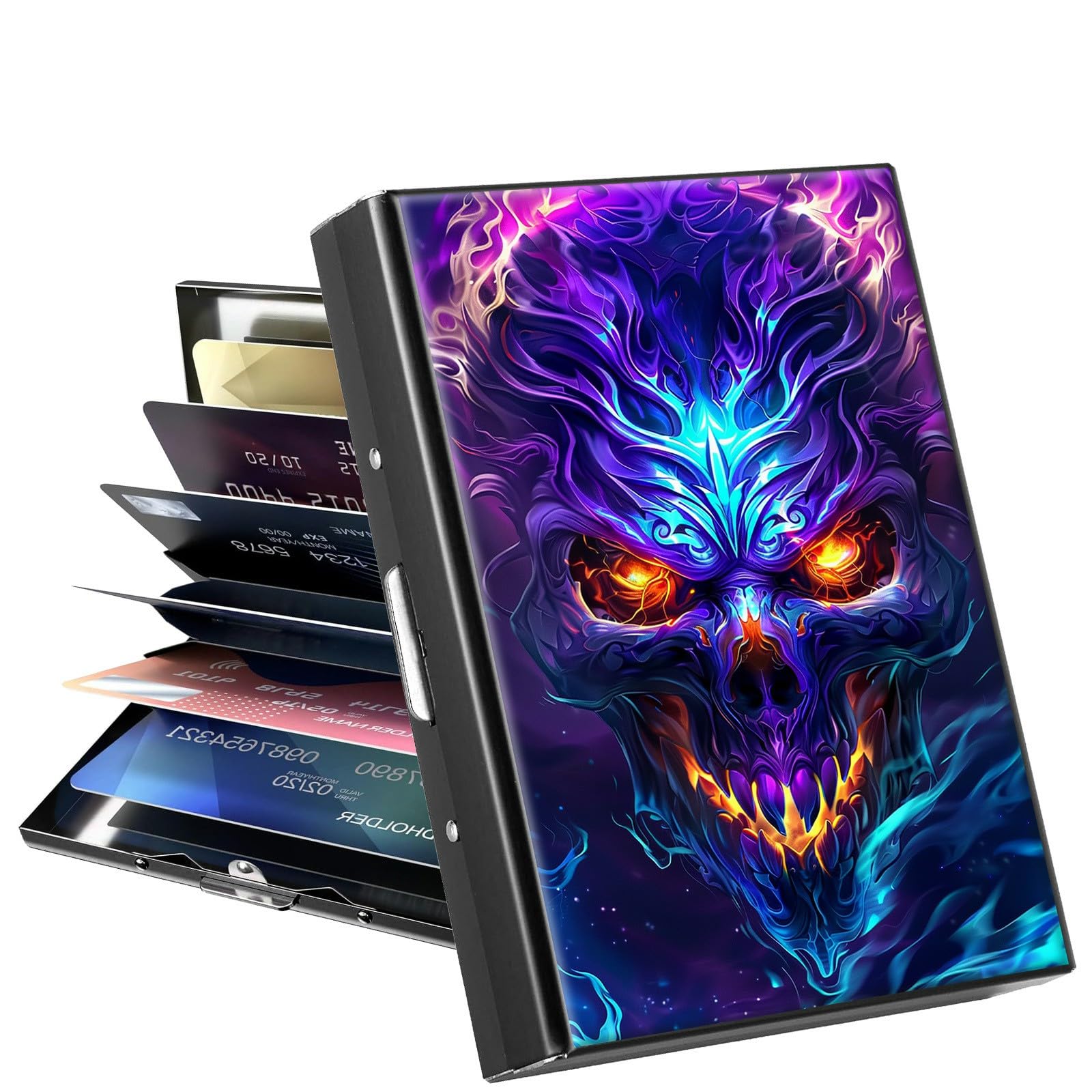 Rossy Credit Card Holder for Women Men Girls Cute Slim Small RFID Blocking Card Wallet ID Card Organizer Case with 6 Slots Business Card Holder, Fire