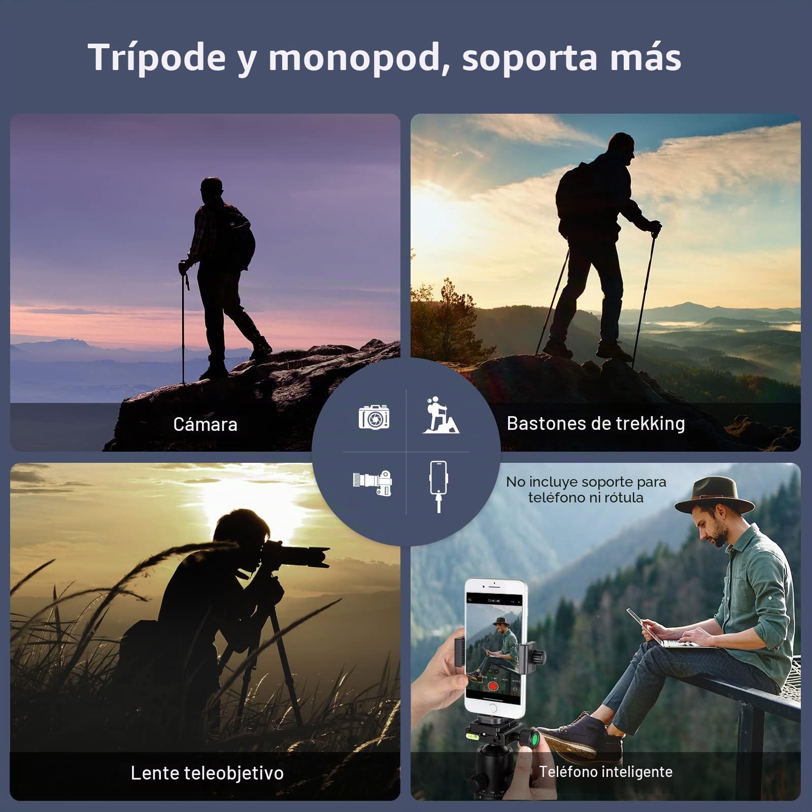 SMALLRIG Trípode para Cámara de 68", Trípode y Monopié de Aluminio Plegable, Compatible con Cabezal de Video de 1/4"-20 y 3/8"-16, Carga de 33 LB, Altura Ajustable de 19.7" a 67.7" - 3983