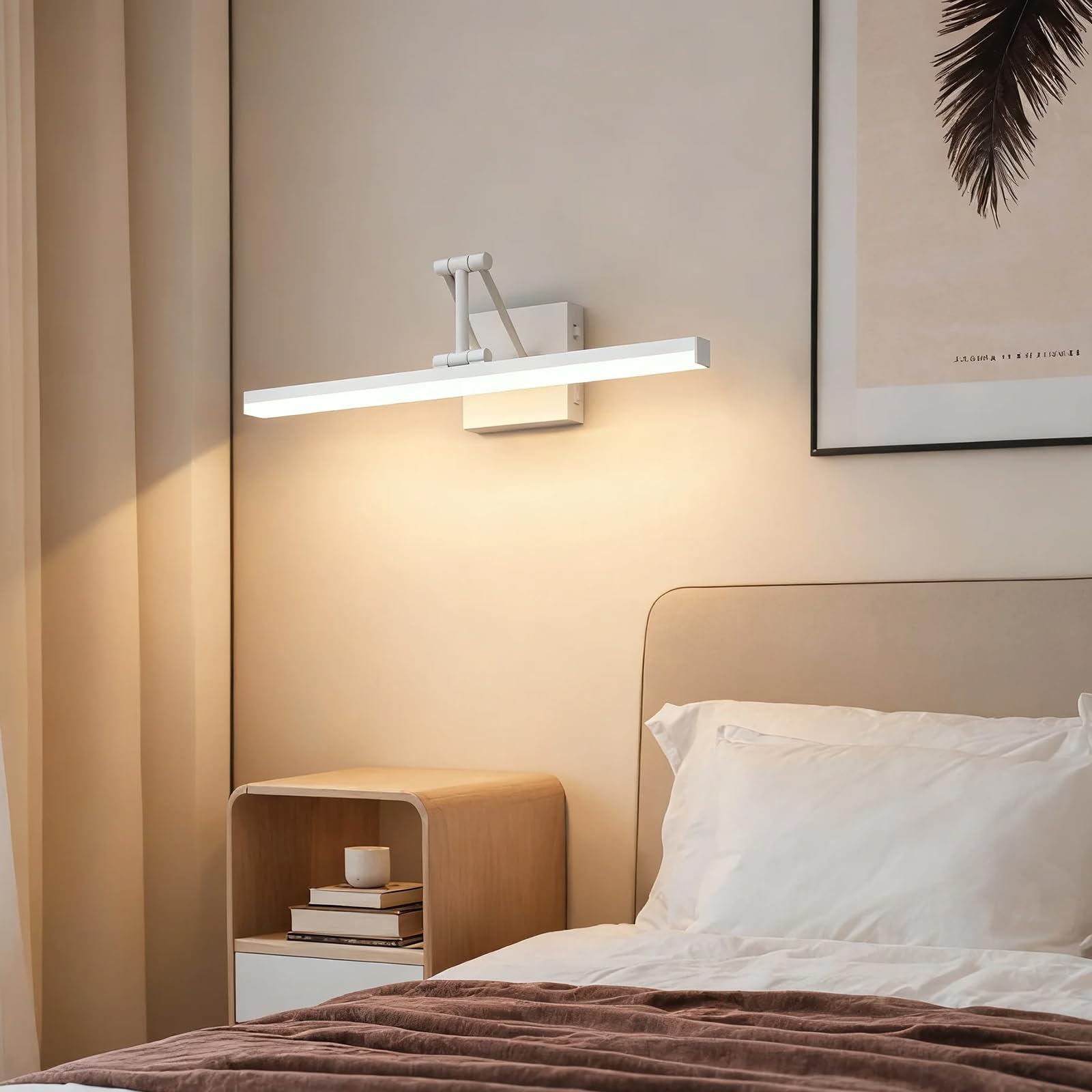Sytmhoe 12W Spiegellampe Bad 3000K 4500K 6500K Faltbar Teleskophalterung 48.5CM 960LM Badezimmer Wandleuchte Weiß Aluminium
