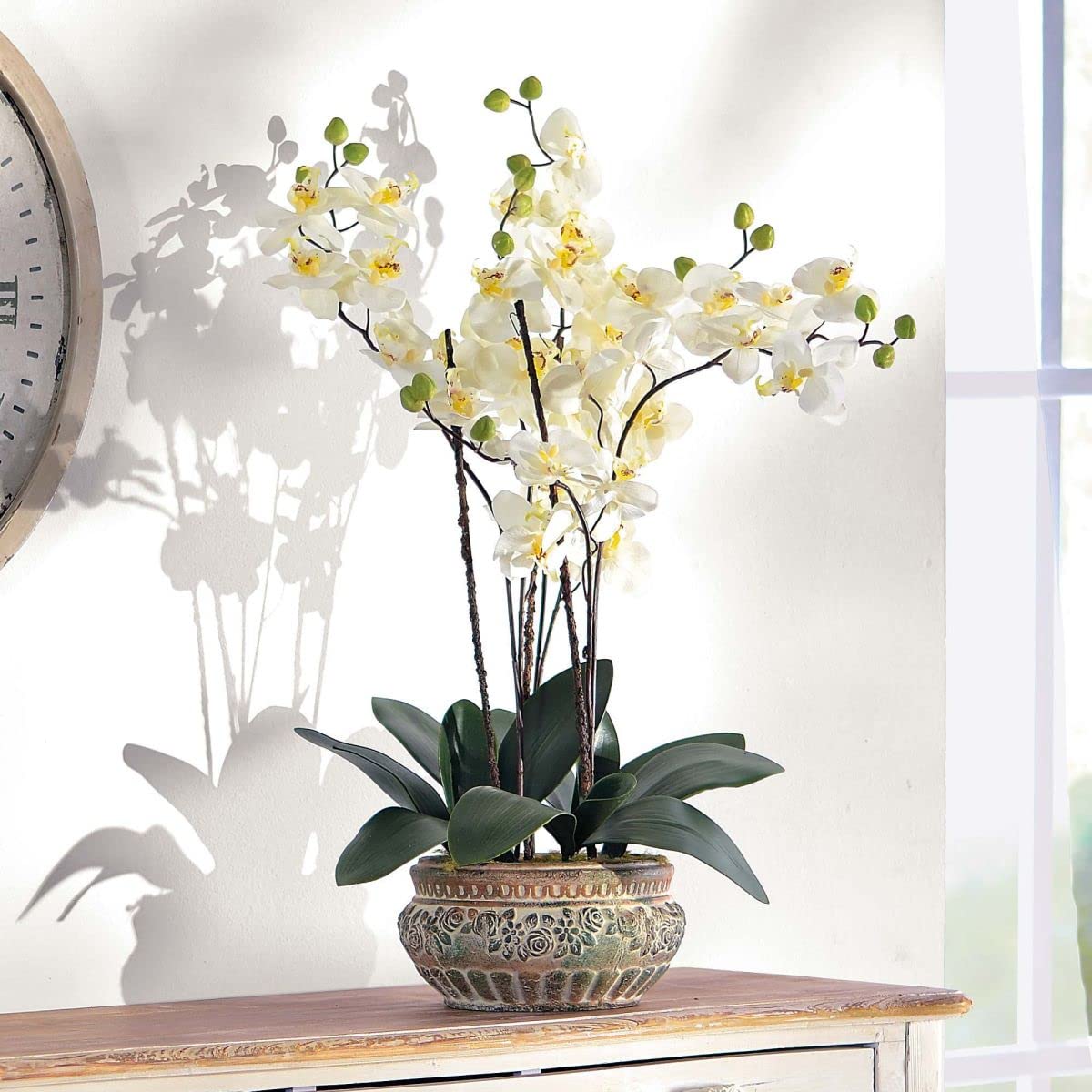 Pureday Knstliche Orchidee, Blumen Deko, Kunstblumen, Kunstpflanzen,  Orchideen, Deko Frhling, wie echt, mit Topf aus Keramik, Romantik Look, H  58 cm ...