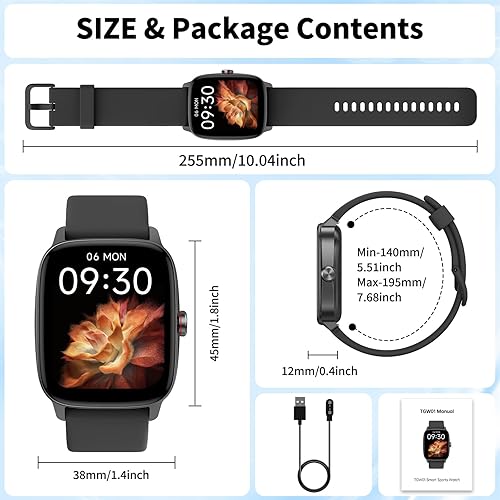 Miniatura 9 de Reloj inteligente para hombres y mujeres con llamadas Bluetooth, pantalla táctil de 1.85 pulgadas, monitor de frecuencia cardíaca y sueño, más de