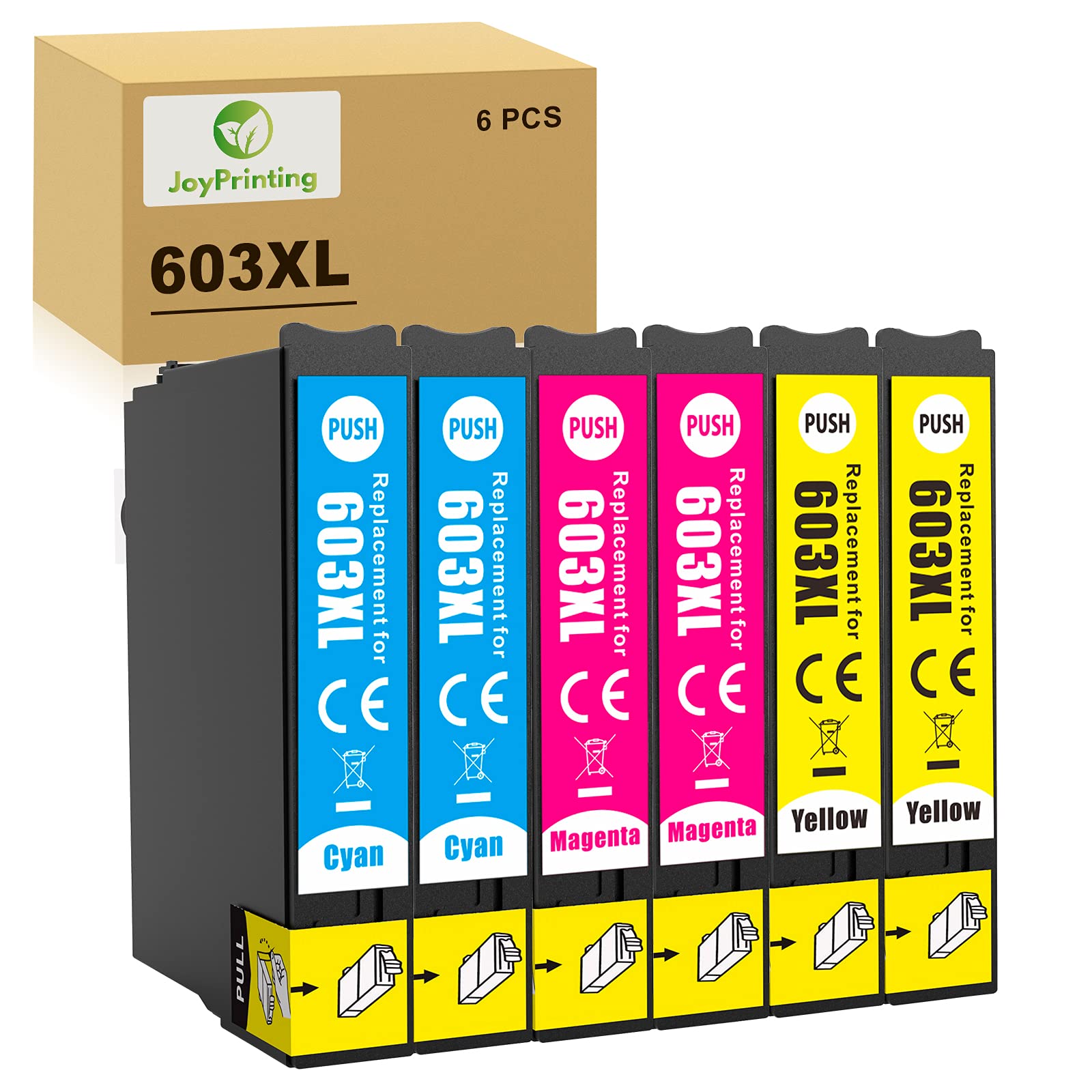 JoyPrinting 603XL Ink Cartridges Replacement for Epson 603 XL Ink Cartridges for Epson XP-2100 XP-2105 XP-3100 XP-3105 XP-4100 XP-4105 WF-2810DWF WF-2830DWF WF-2835DW Printer 6-Pack