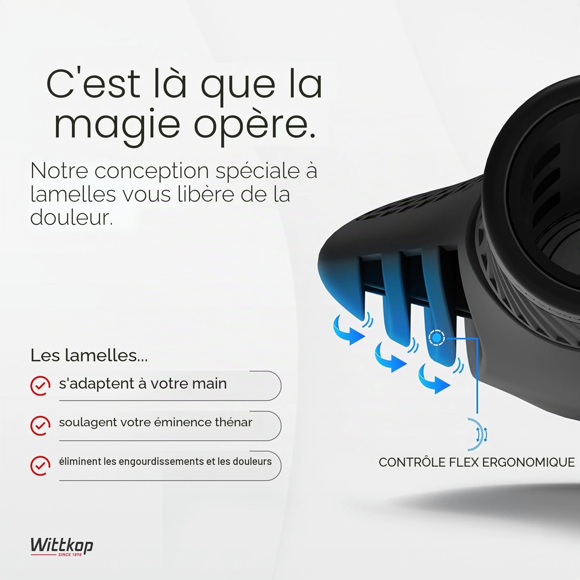 Wittkop Poignées de vélo au Design multizone innovant, fabriquées en Allemagne I Design Ergonomique avec Effet antidérapant, Zones Confort et EFC incluses pour Une adhérence optimisée