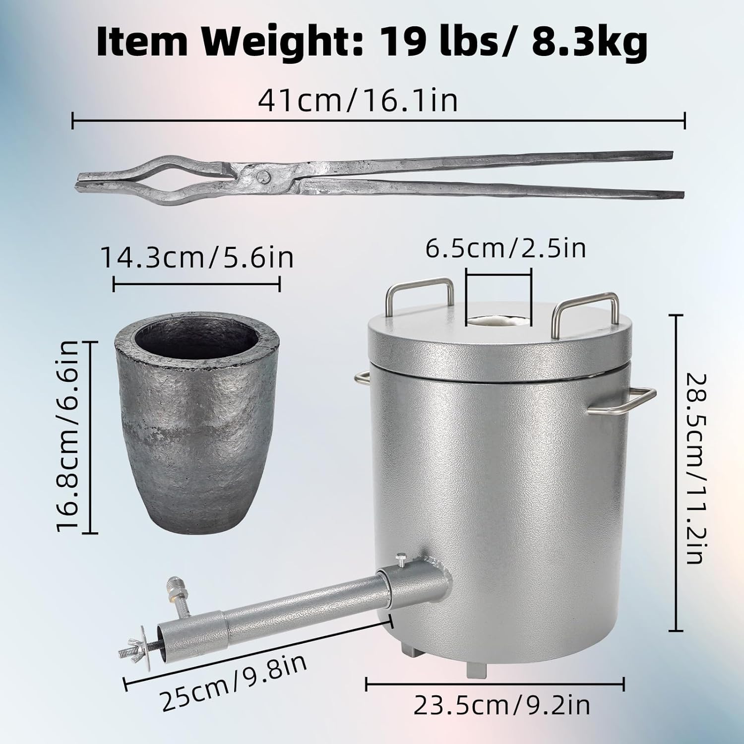Metal Melting Furnace, 12 Kg Propane Melting Furnace with Crucibles & Tongs Kiln, Casting Refining Smelting for Precious Metals Gold Silver Tin Aluminum Melting Casting Tool