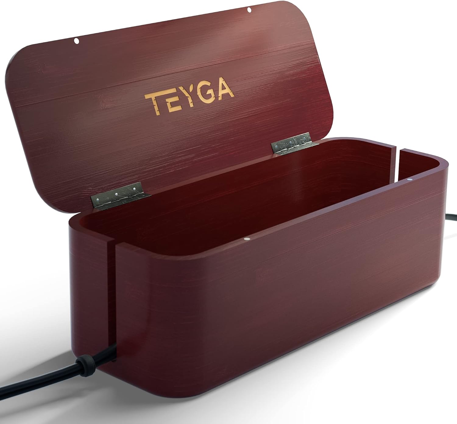 TEYGA Bamboo Cable Management Box Stylish Cord Organizer