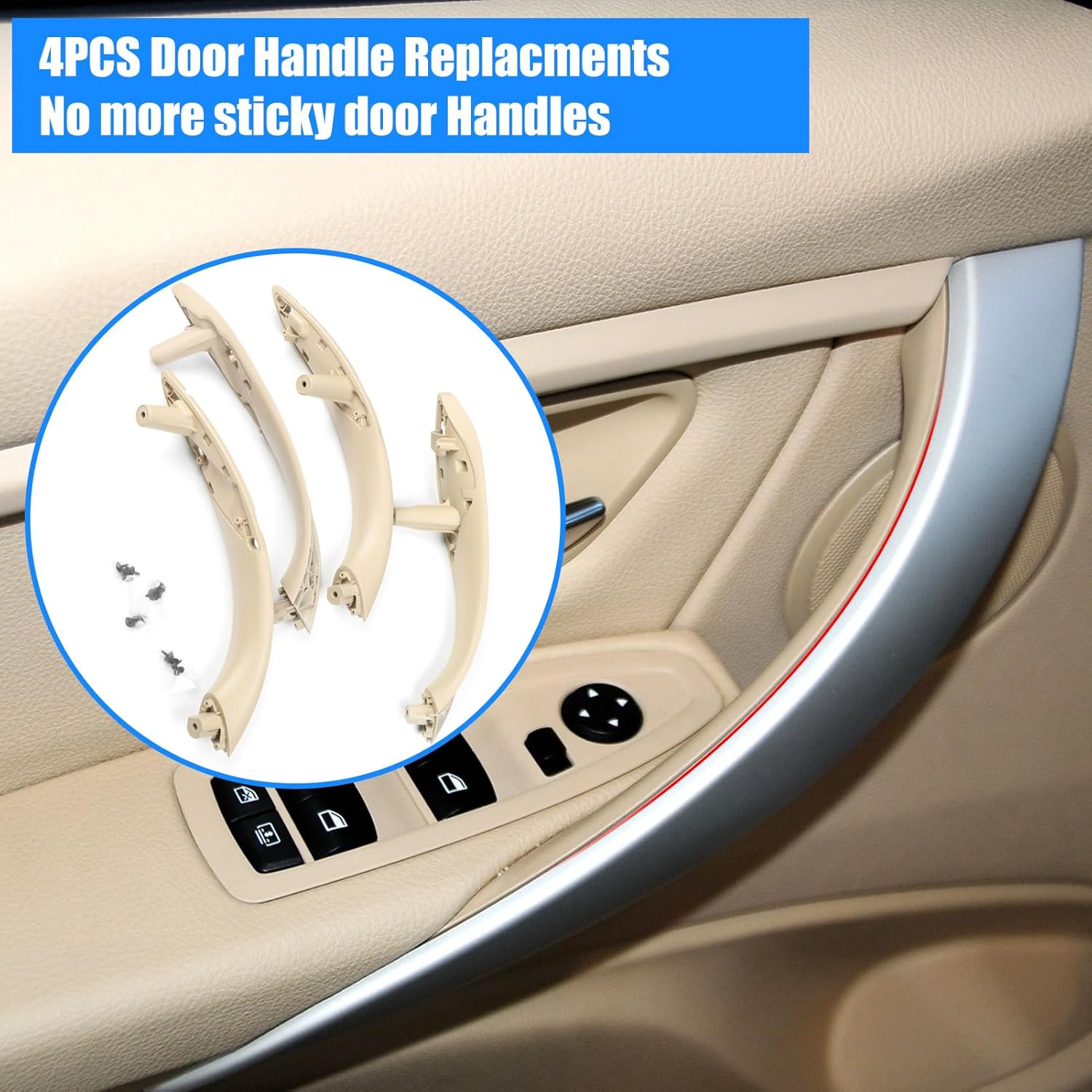 Jaronx Compatible with BMW Door Handles Replacement for 320i,325i,328i,330i,335i,340i F30/F31/F80 M3, 4PCS Driver Side and Passenger Side Interior Door Pull Handle Replacement(NOT for 4 Series)