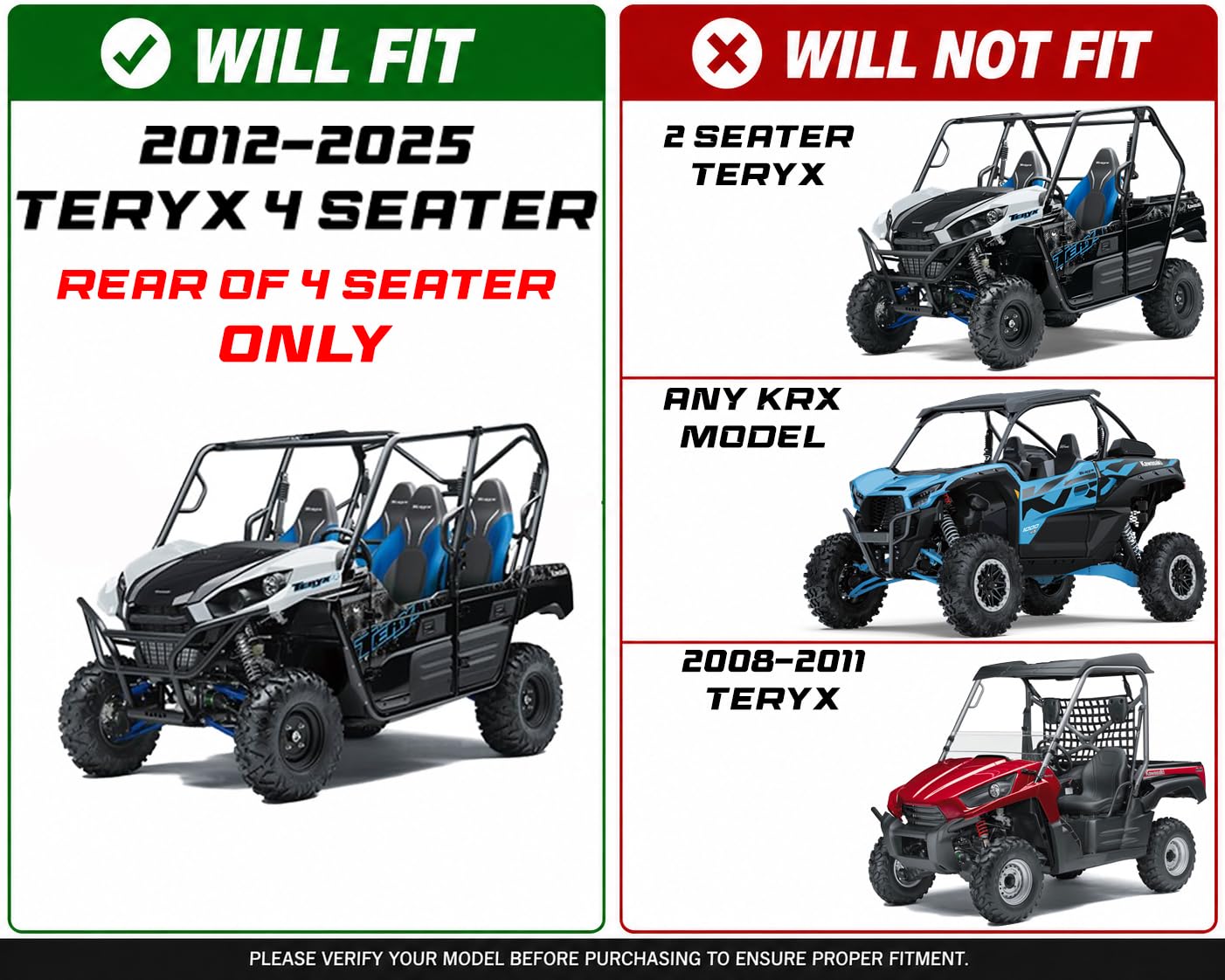 Teryx 4 Rear Bump Seat W/ 4-Point Harness | Center Seat | Middle