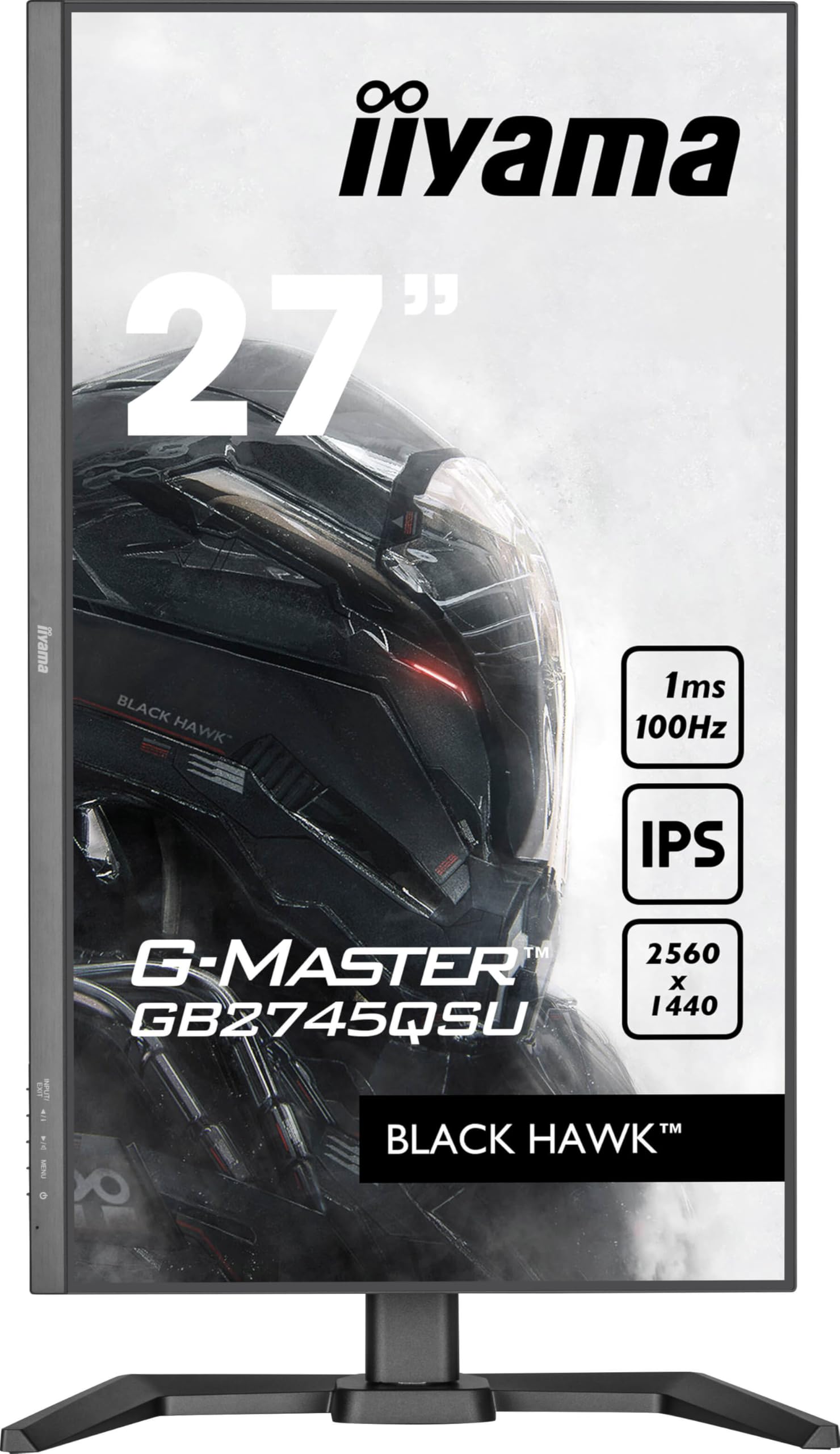 iiyama Ecran G-Master Black Hawk GB2745QSU-B2, IPS, 2560x1440@100Hz, 1ms, 300cd, Haut-parleurs, HDMI, DP,USB, réglable en Hauteur + Pivot, Black Tuner, i-Style Colour, ecran pc Gamer
