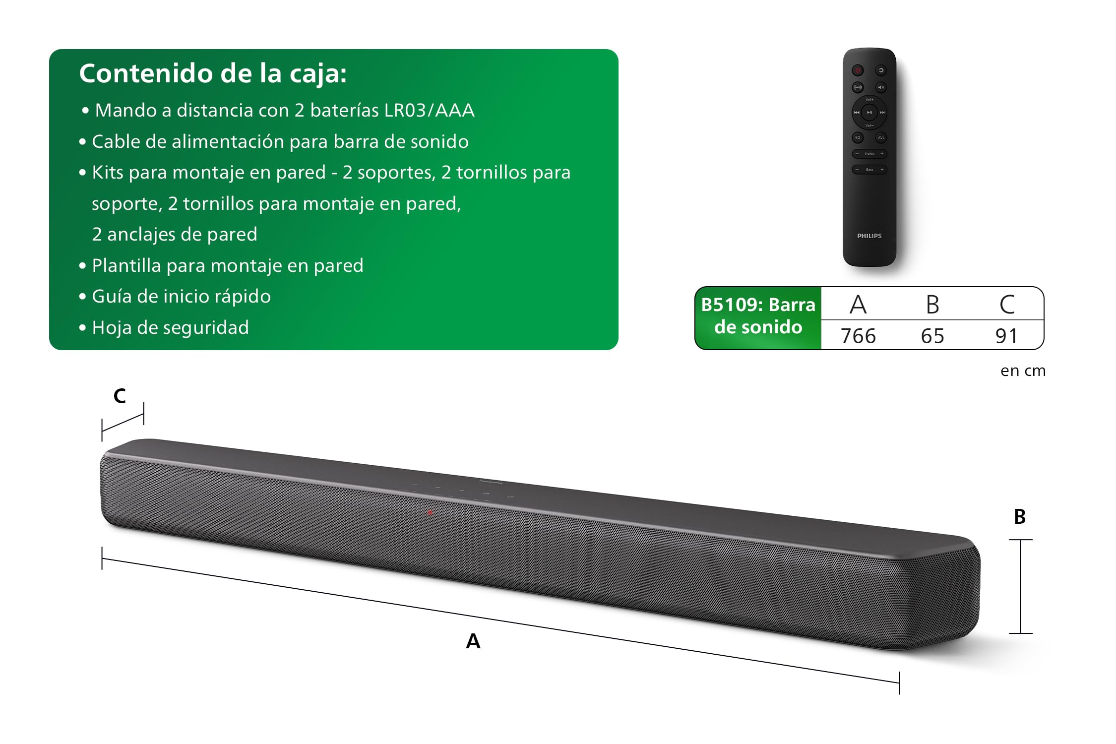 Philips TAB5109 Barra de Sonido 2.0 120W DTS Virtual X Bluetooth 5.4 HDMI ARC Óptica USB Gris Oscuro