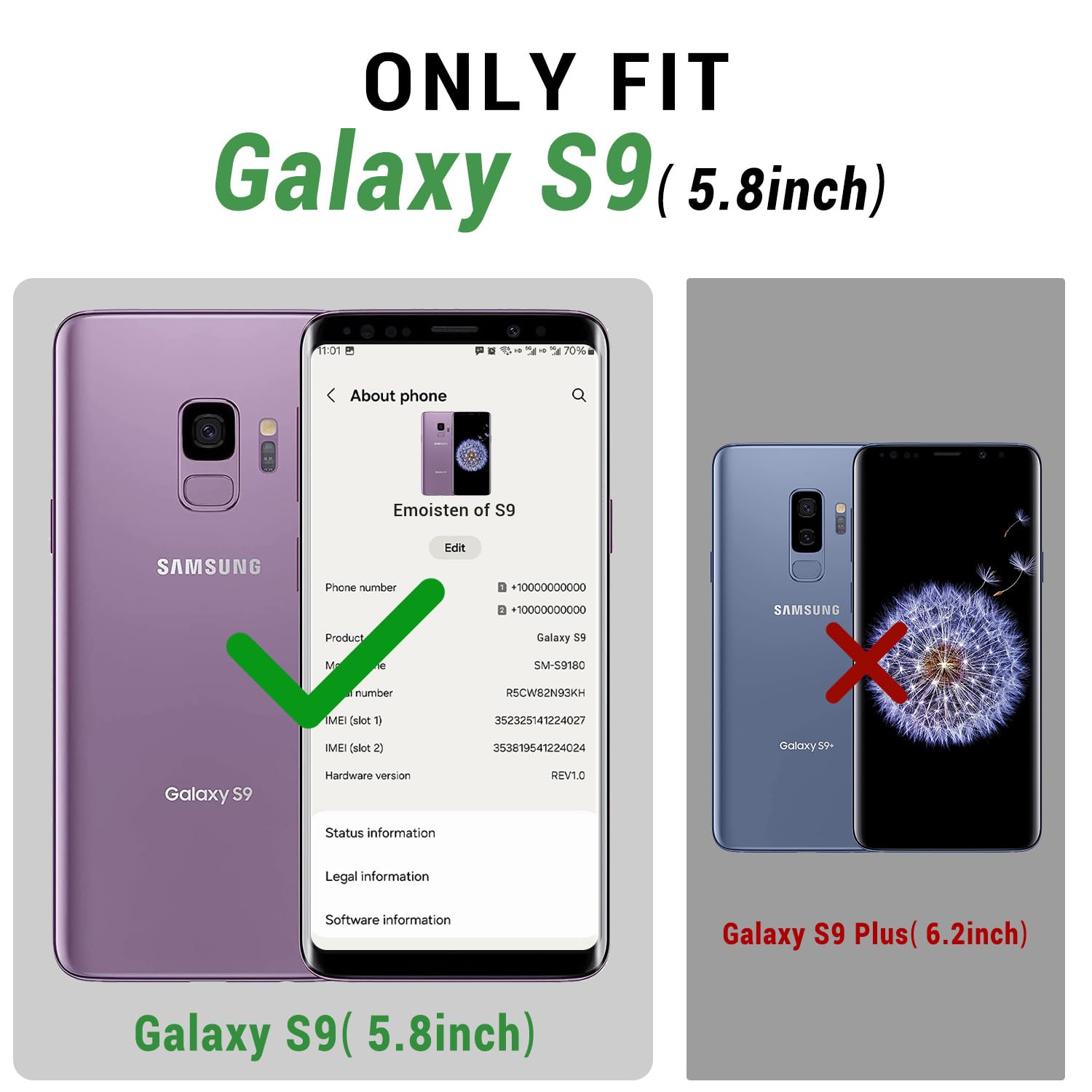 SUANPOT for Galaxy S9 Wallet Case - RFID Blocking Leather, Credit Card Holder, Flip Folio, Shockproof Cover, 5.8