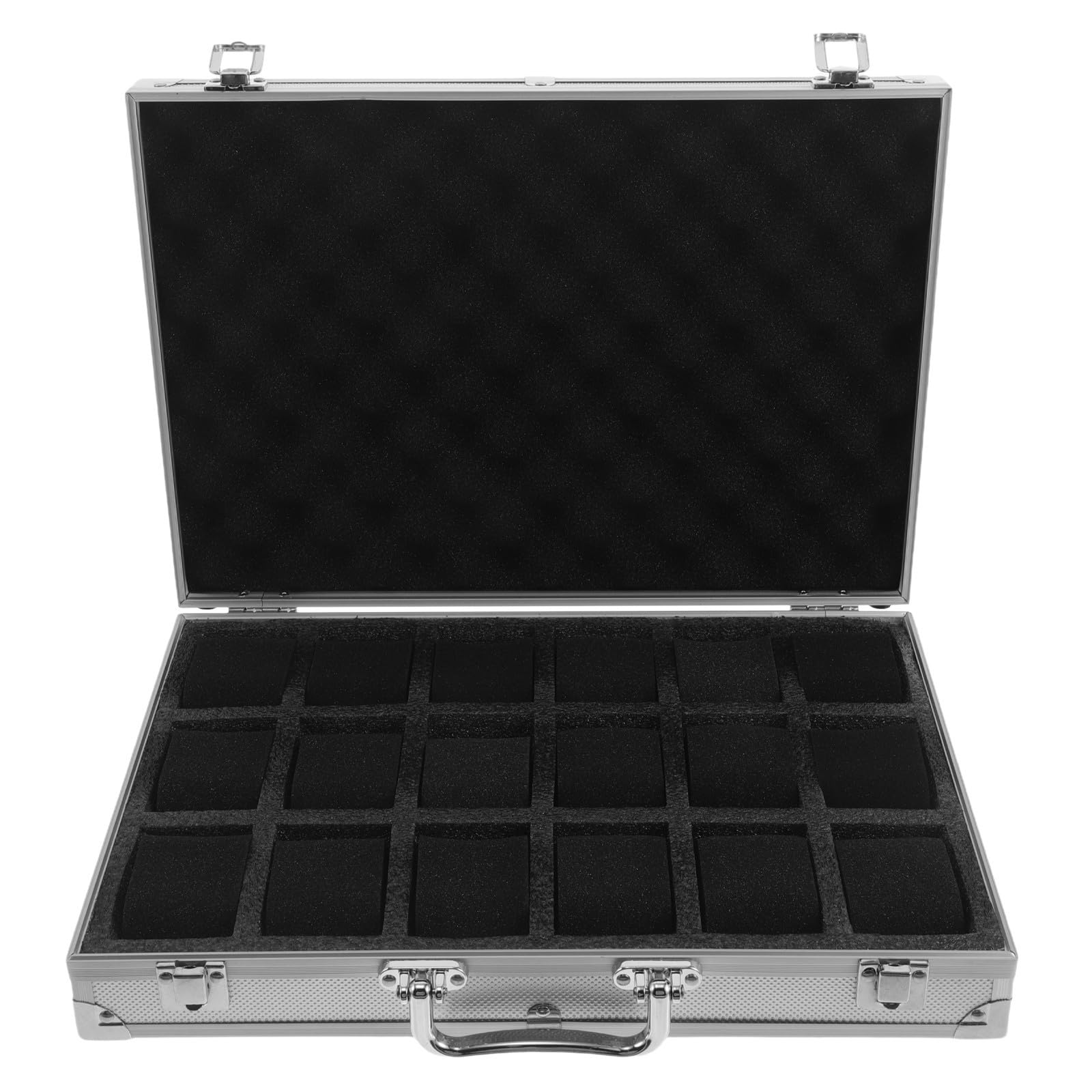 Artibetter Fach Uhrenbox aus Aluminiumlegierung mit Hartschale | Samtweiche Einlage, Mattes Silber, Tragegriff und Verschluss, für Sammler und Herren