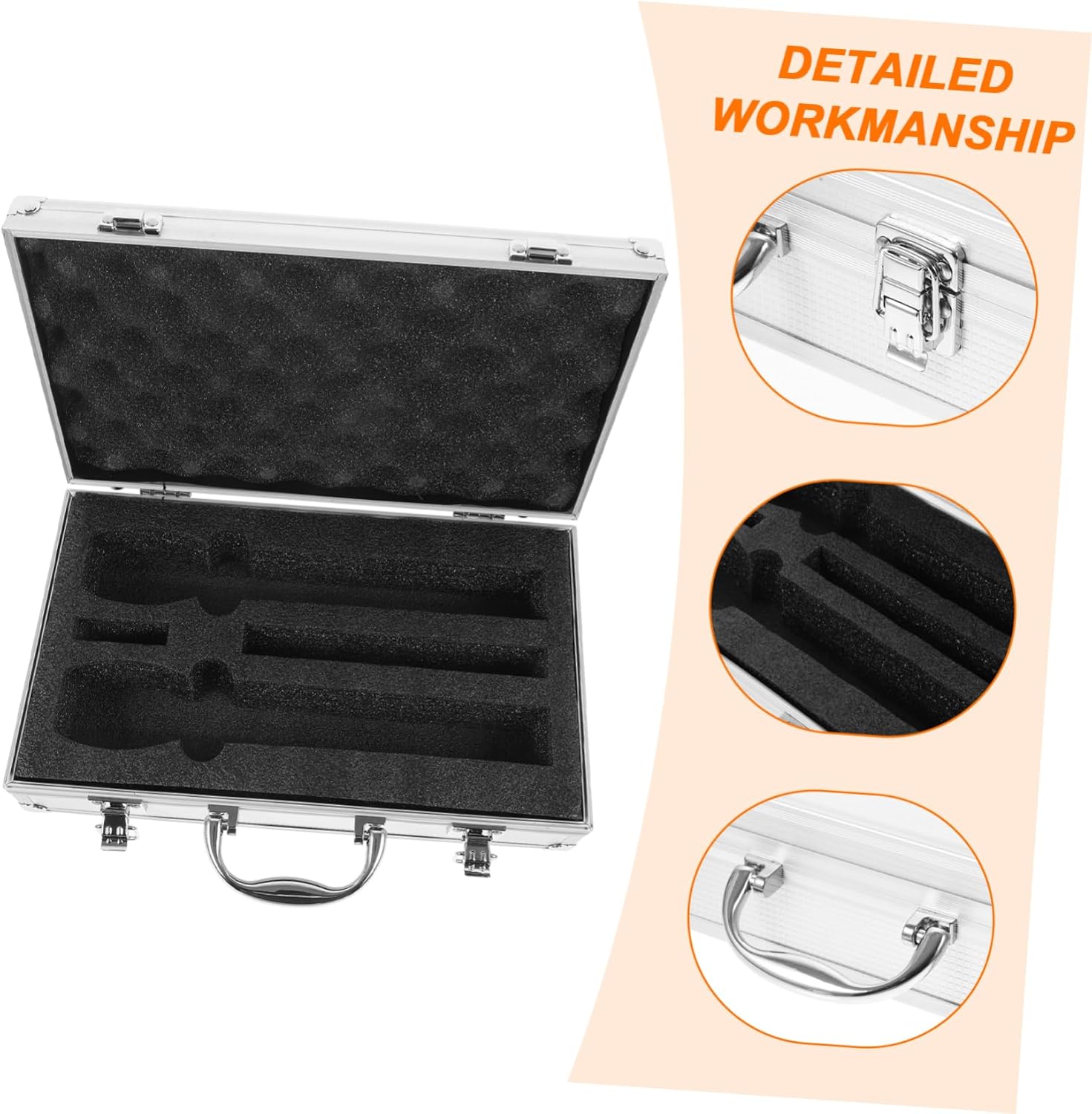 Portable Microphone Case with Handle Hard Cordless Mic Organizer for Microphones for Travel and Outdoor Events and Design