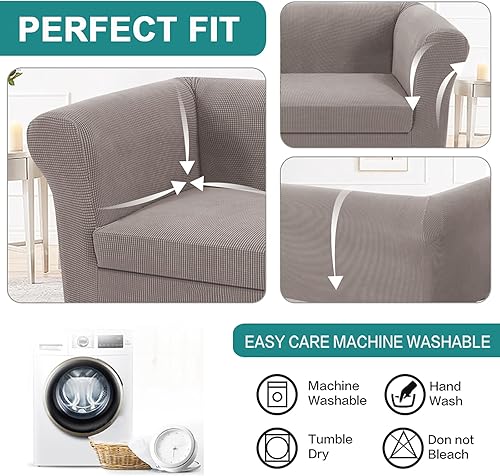 Miniatura 6 de UNBBRRL Funda de sofá Chesterfield de jacquard elástico, fundas de cojín gruesas para sofá, protector de muebles para sala de estar (gris, silla +