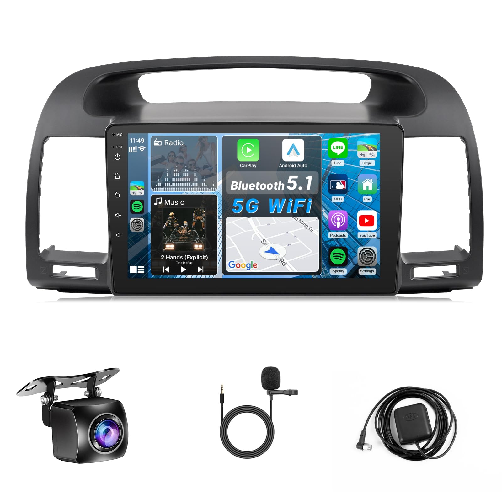 Photo 1 of 10.1" Android Car Radio for Toyota Camry 2012 2013 2014 with Wireless Carplay Android Auto - 2+32GB IPS Touch Screen Head Unit Car Stereo with GPS, BT, WiFi, DSP, FM, Support J-B-L & Large Screen